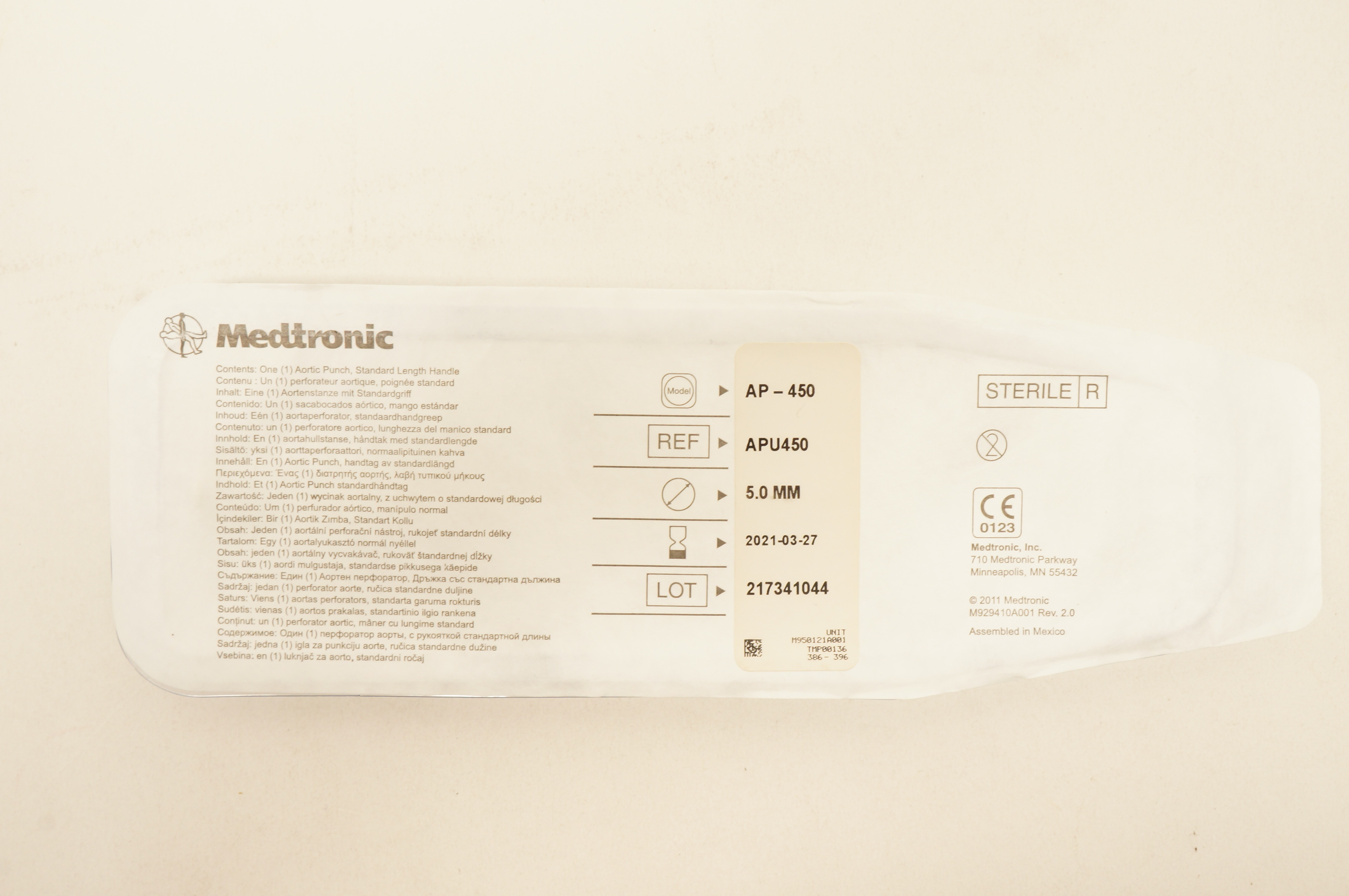 Medtronic APU450 Aortic Punch, Standard Length Handle 5.0mm (x)