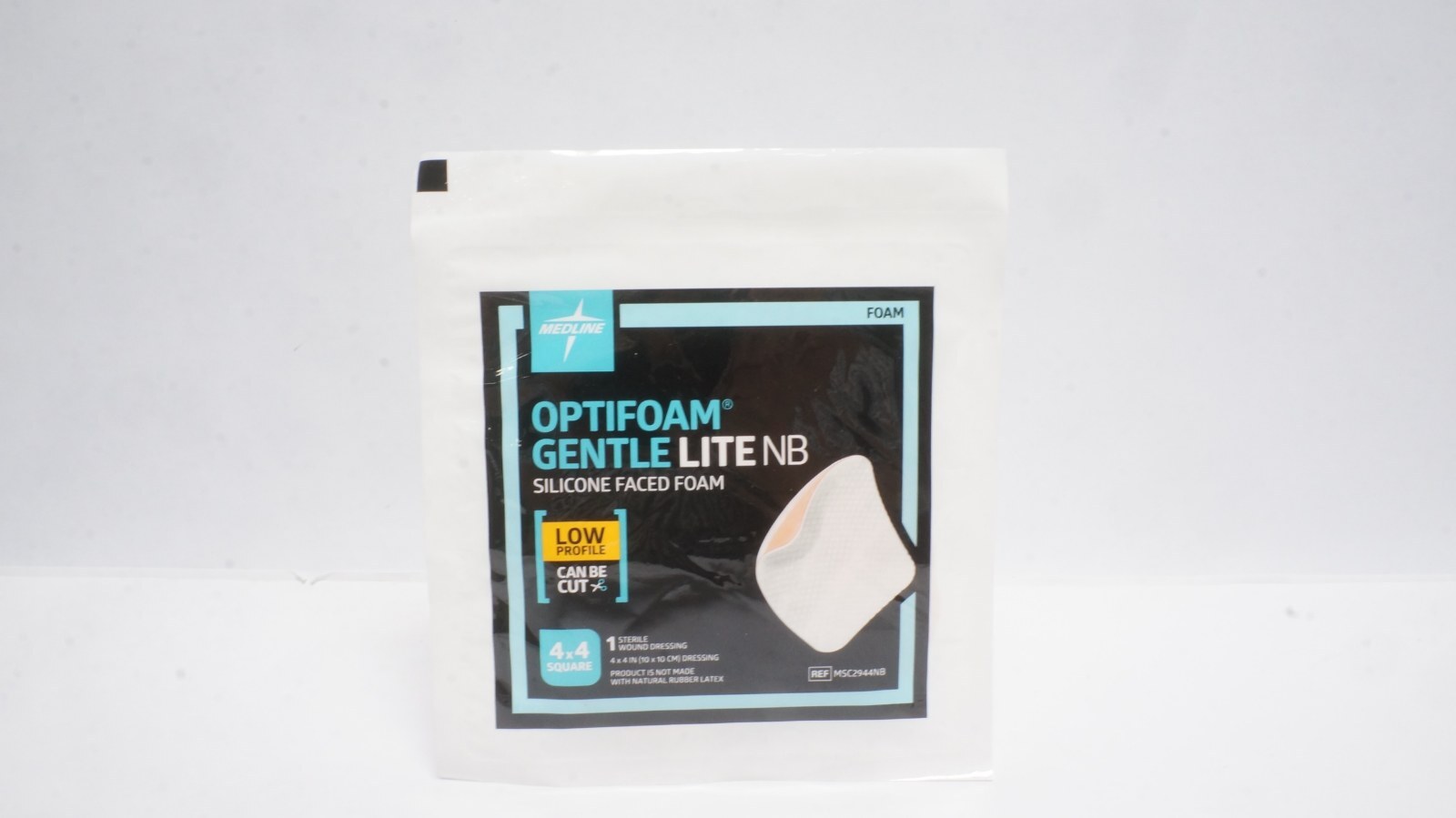Medline MSC2944NB Optifoam Gentle Lite NB 4x4 Silicone Foam Dressing