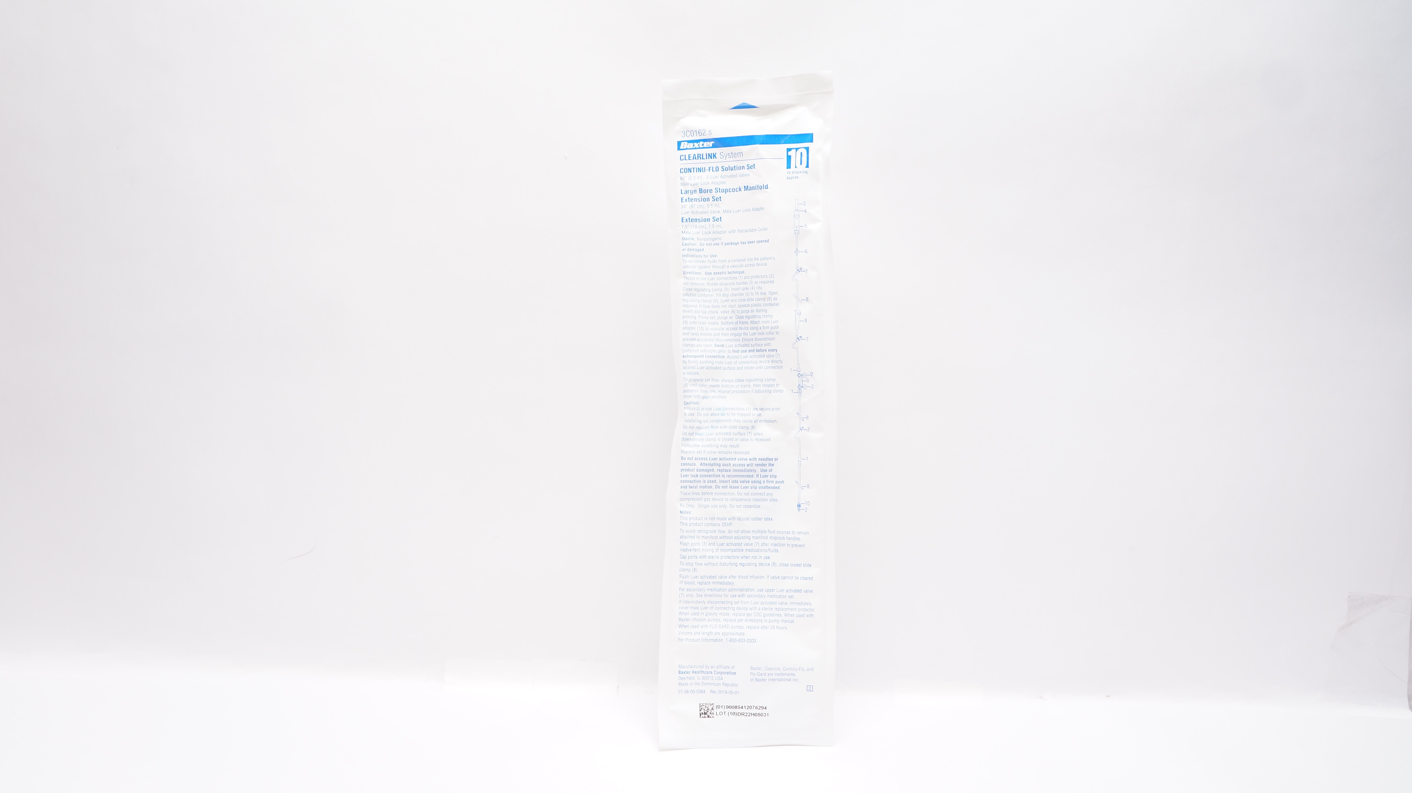 Baxter 3C0162S Clearlink System Continu-Flo Solution Set 88inch, 10drops/mL (Approx.)