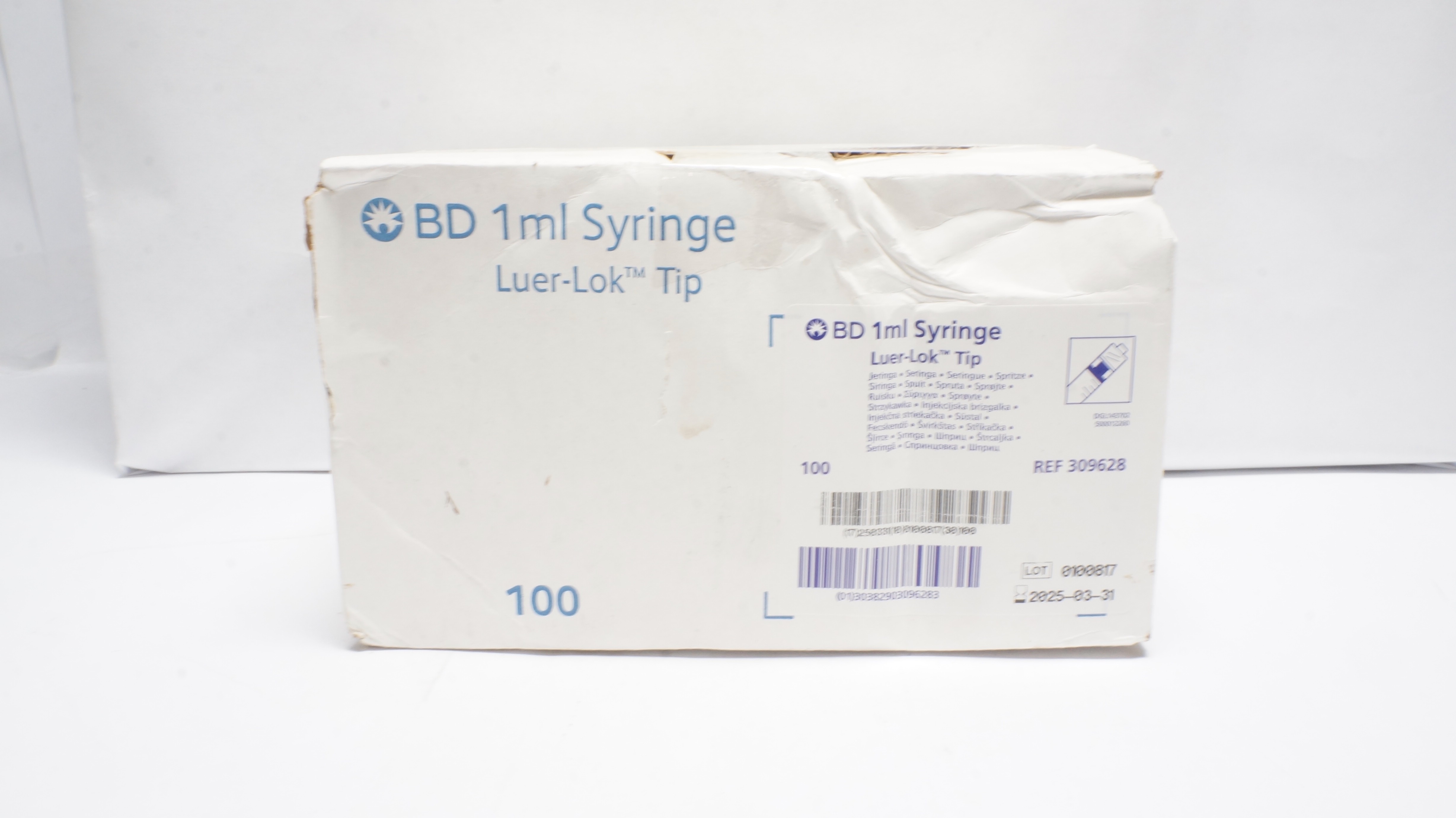 BD 309628 1ml Luer Lok Tip Syringe - Box of 100 (x)