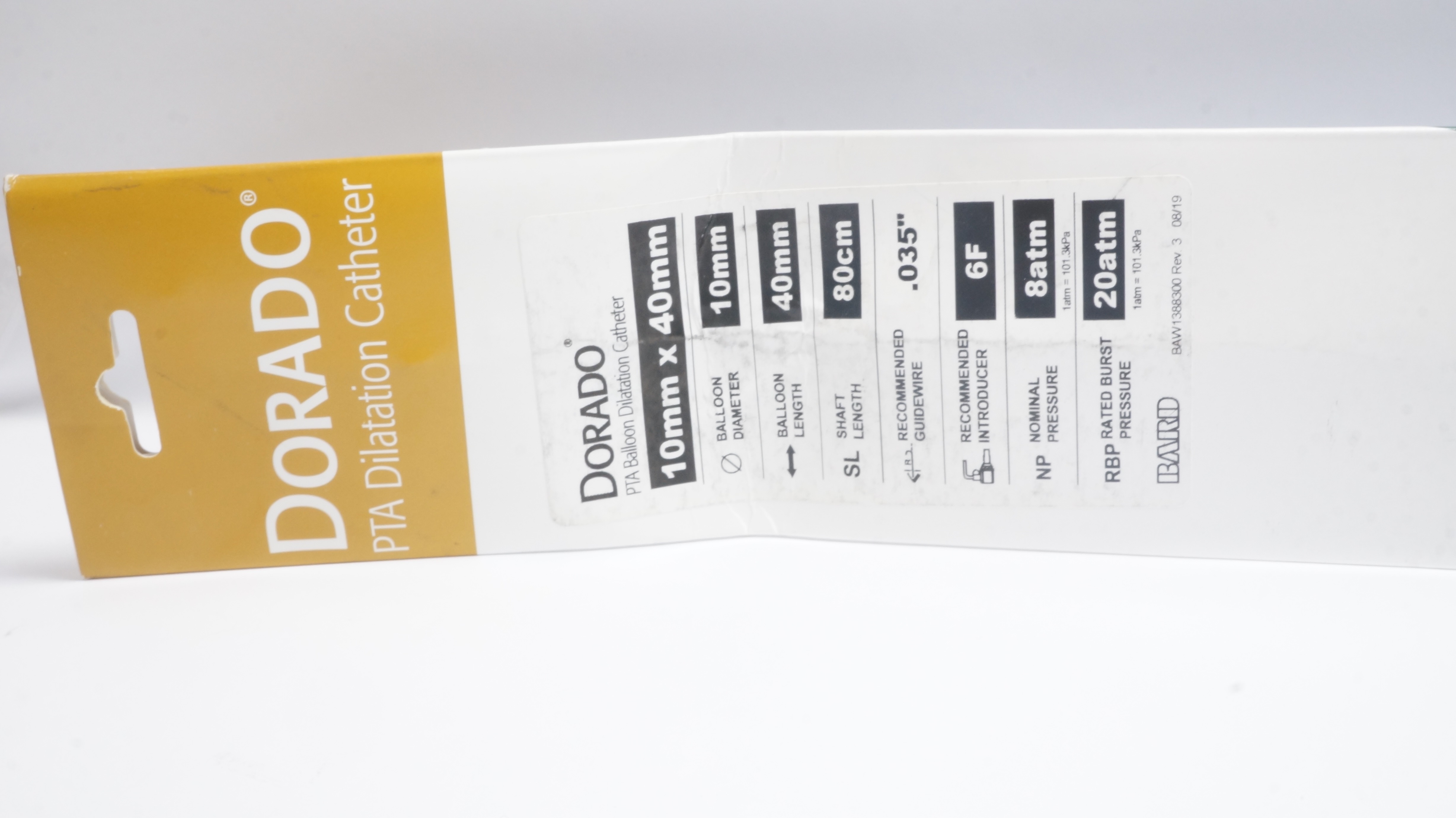 Bard DR80104 Dorado PTA Balloon Dilatation Cath. 6Fr x 10mm x 40mm