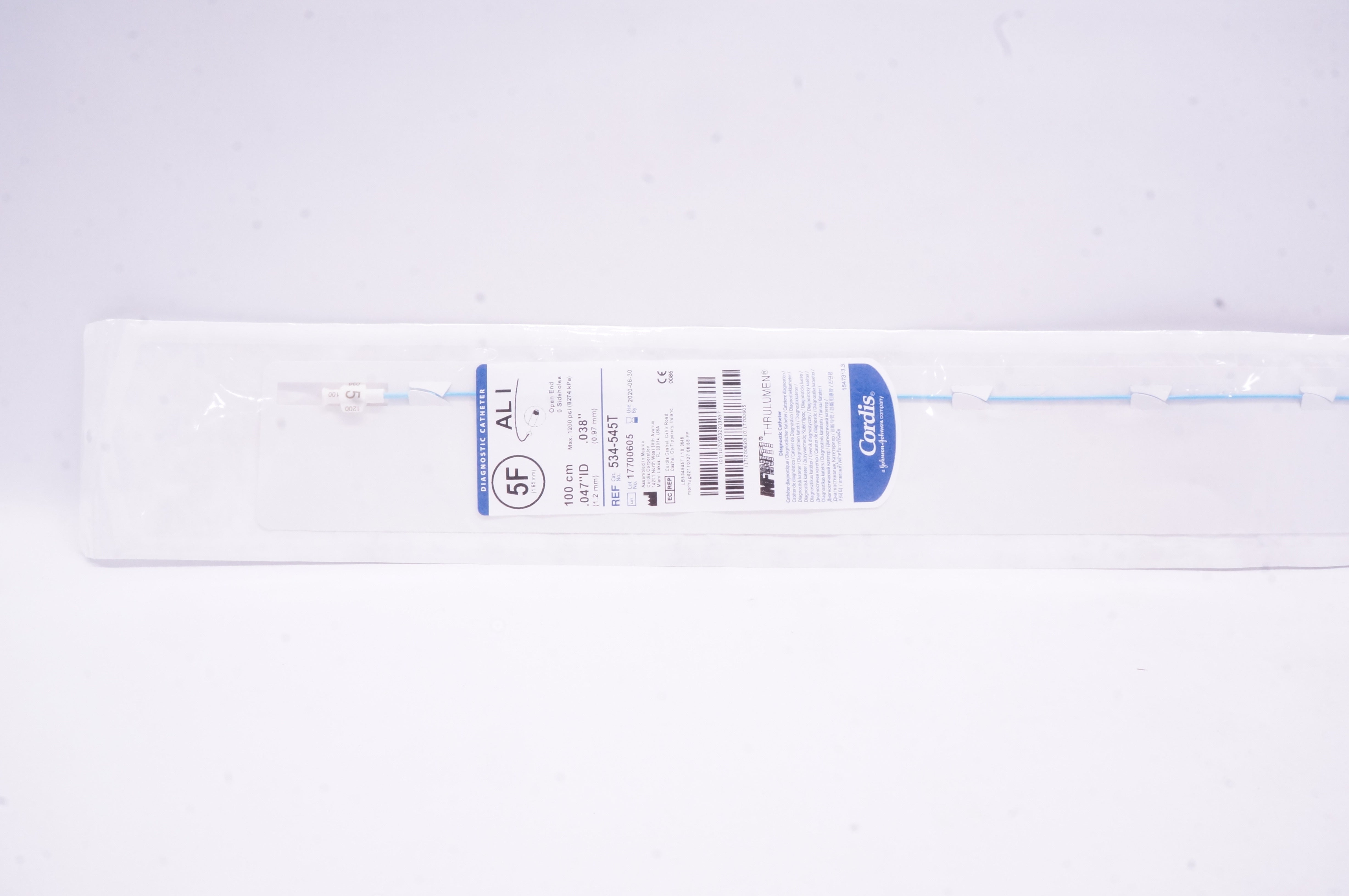 Cordis 534-545T Infiniti Thrulumen AL I Diagnostic Cath. 5F x .038in x 100cm (x)