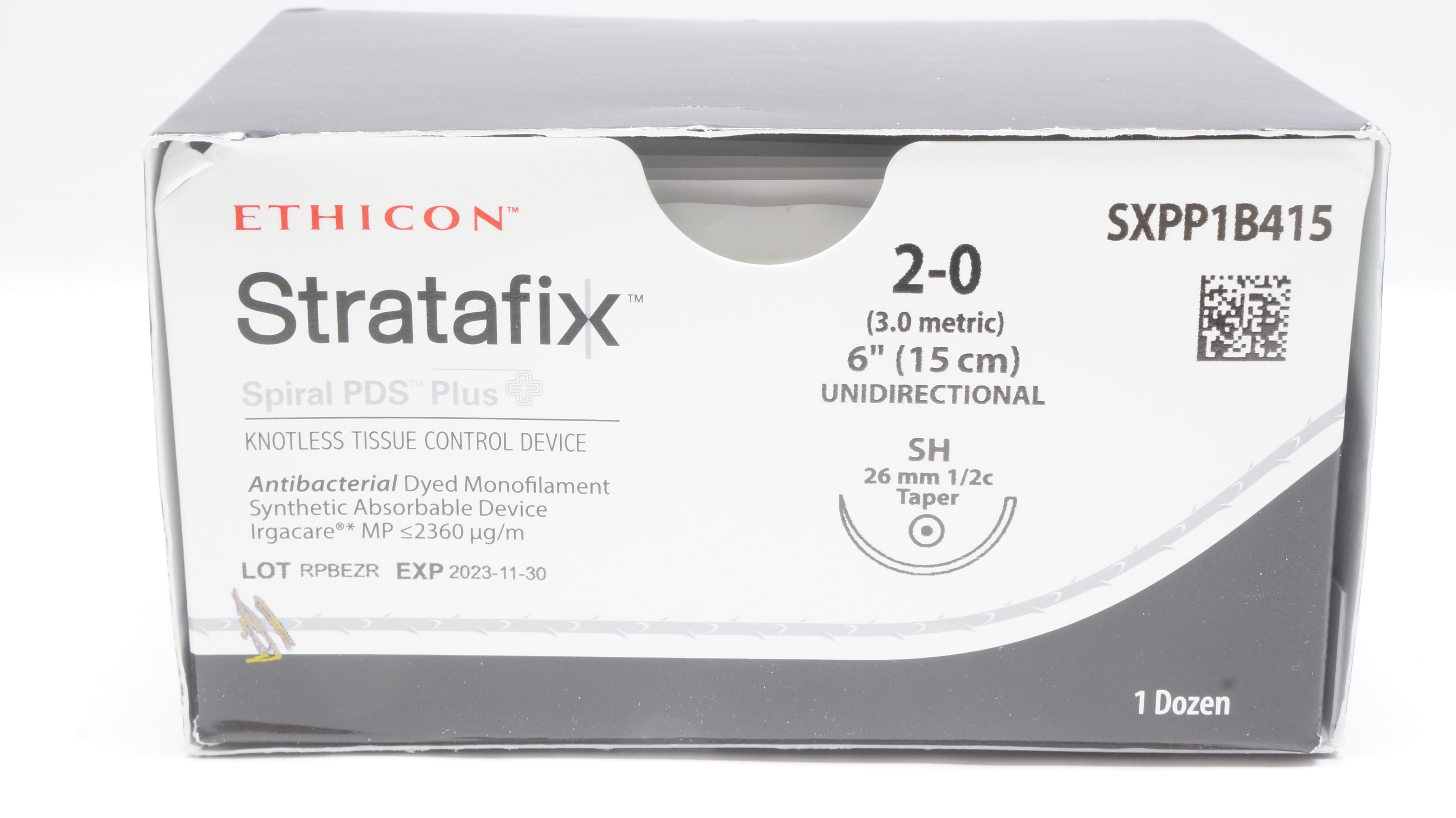 Ethicon SXPP1B415 2-0 Stratafix Stre SH 26mm 1/2c Taper, 6inch (x) - Box of 11