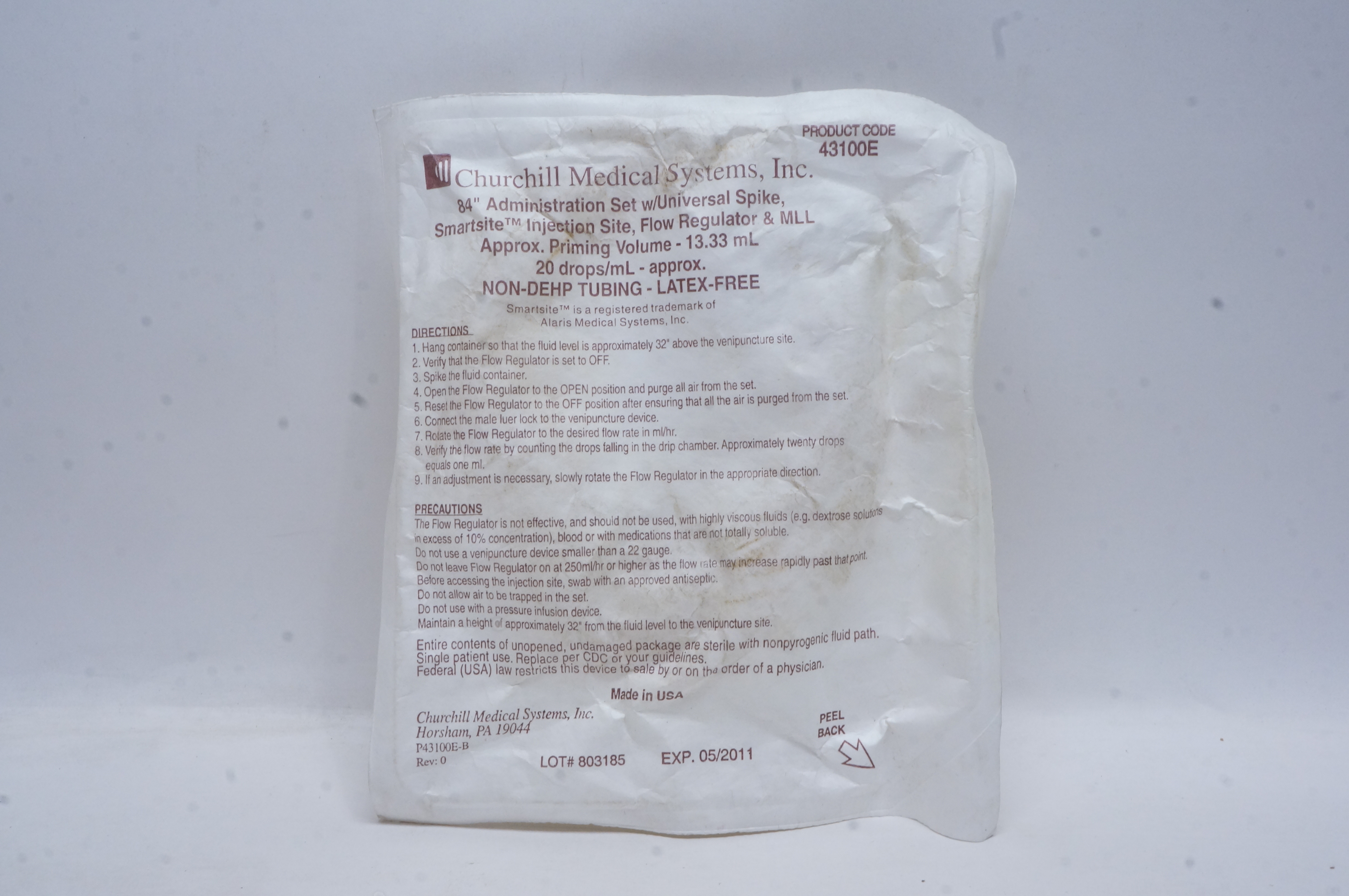 Churchill Medical 43100E 84inch Administration Set with Universal Spike 20ml (x)