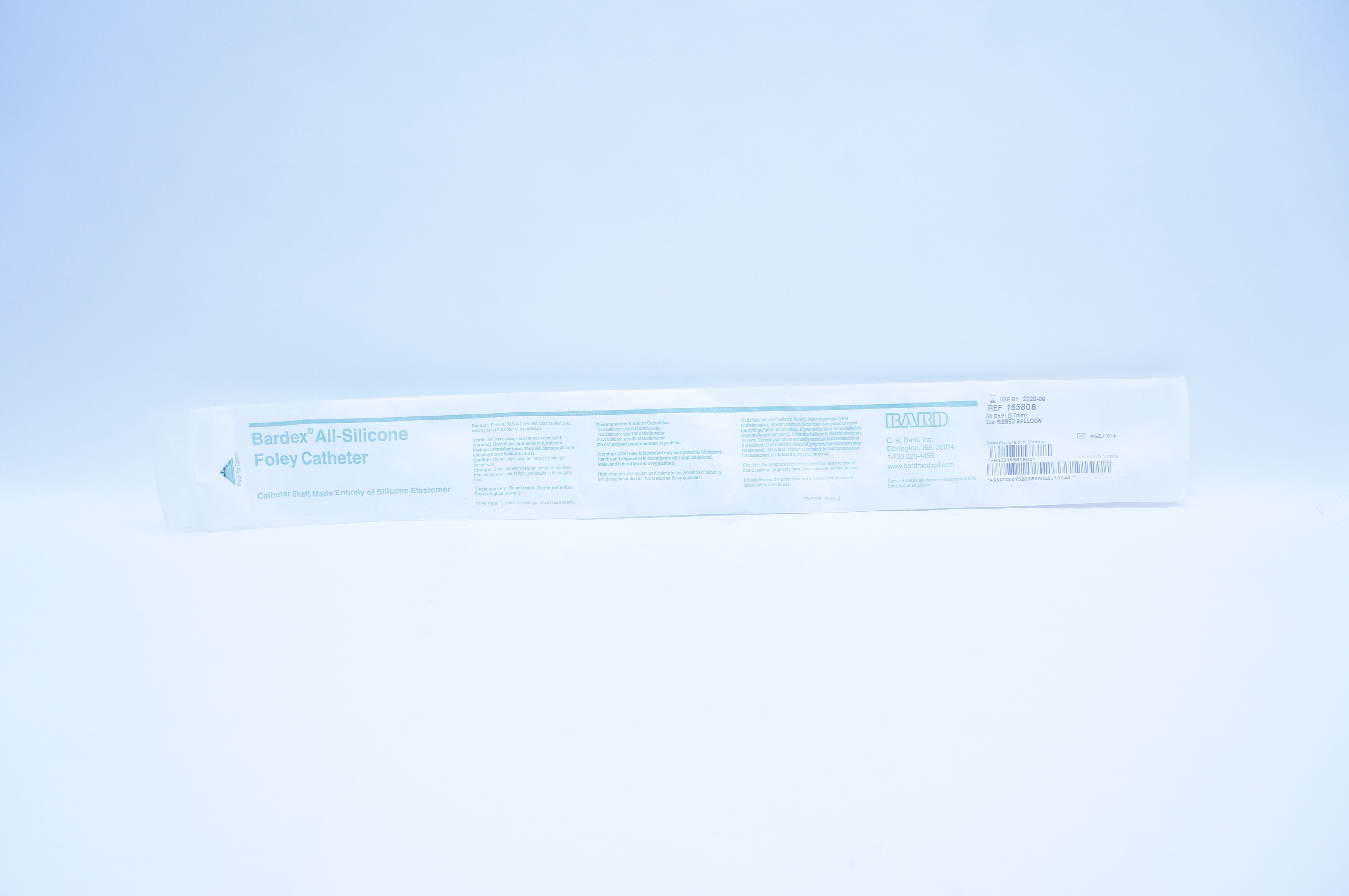 Bard 165808 All-Silicone Foley Cath. 8Fr., 3cc Ribbed Balloon (x)