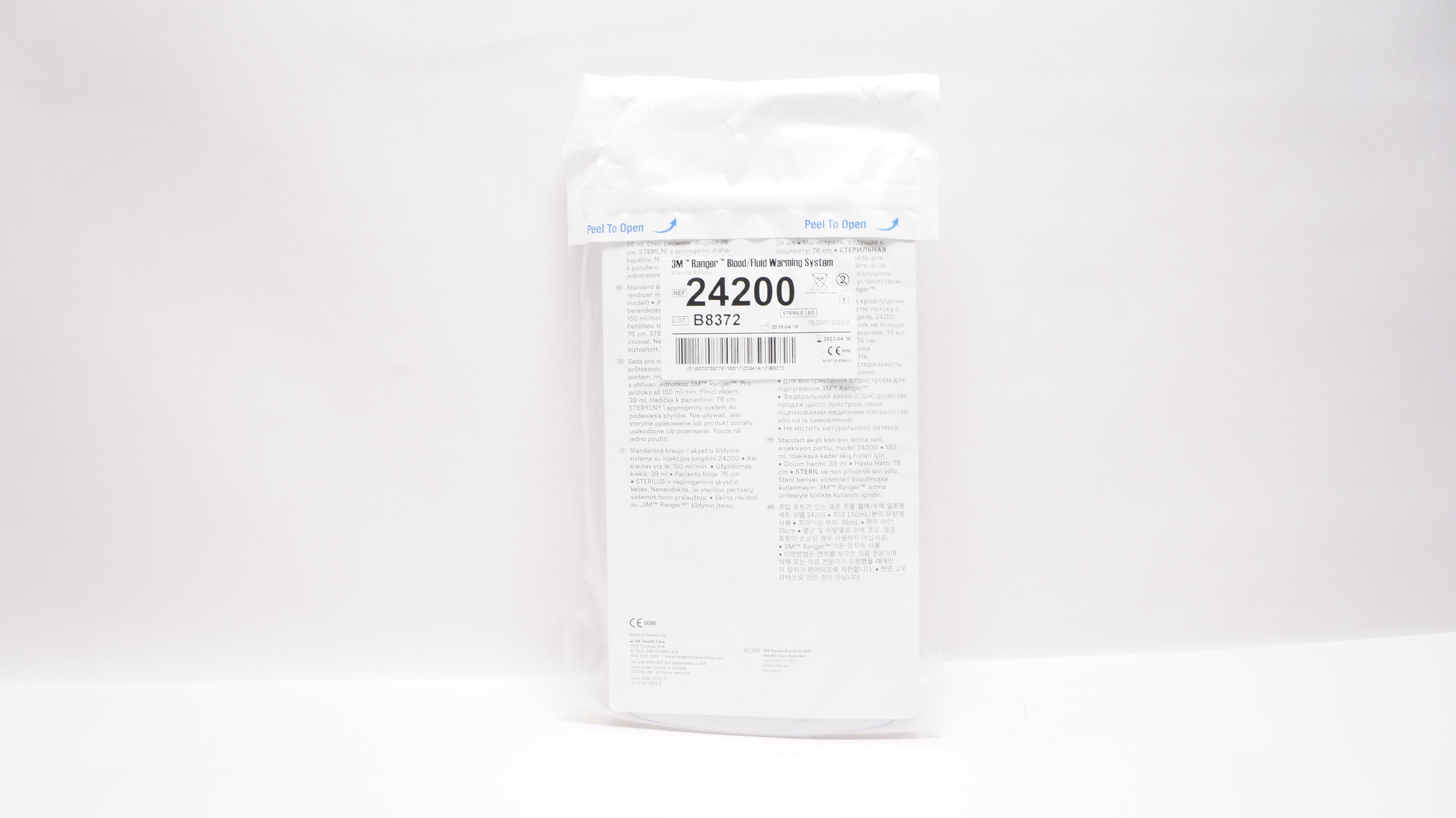 3M 24200 Ranger Blood/Fluid Warming System Standard Flow w/Injection Port (x)