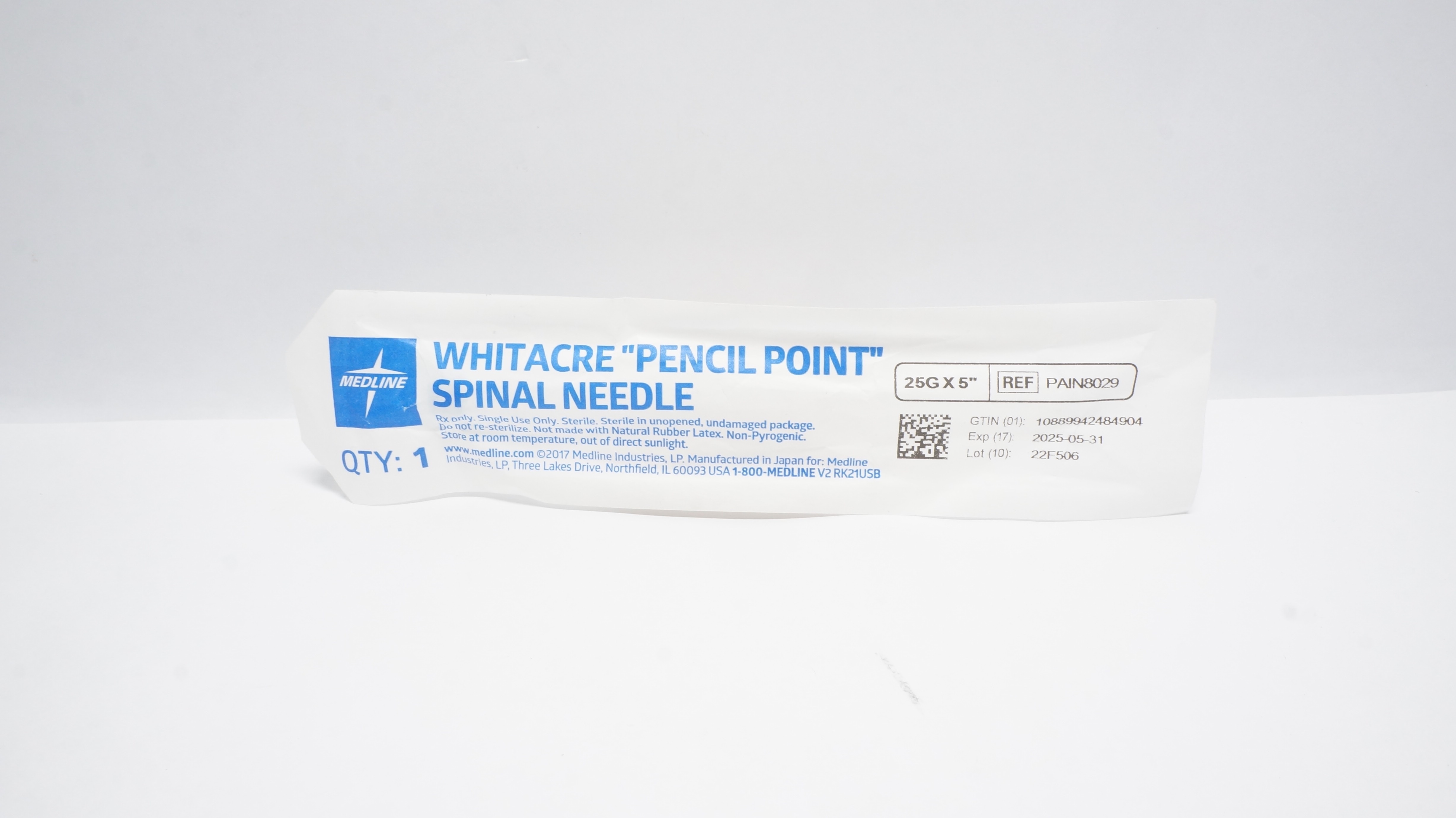 Medline PAIN8029 Whitacre "Pencil Point" Spinal Needle 25G x 5In (x)