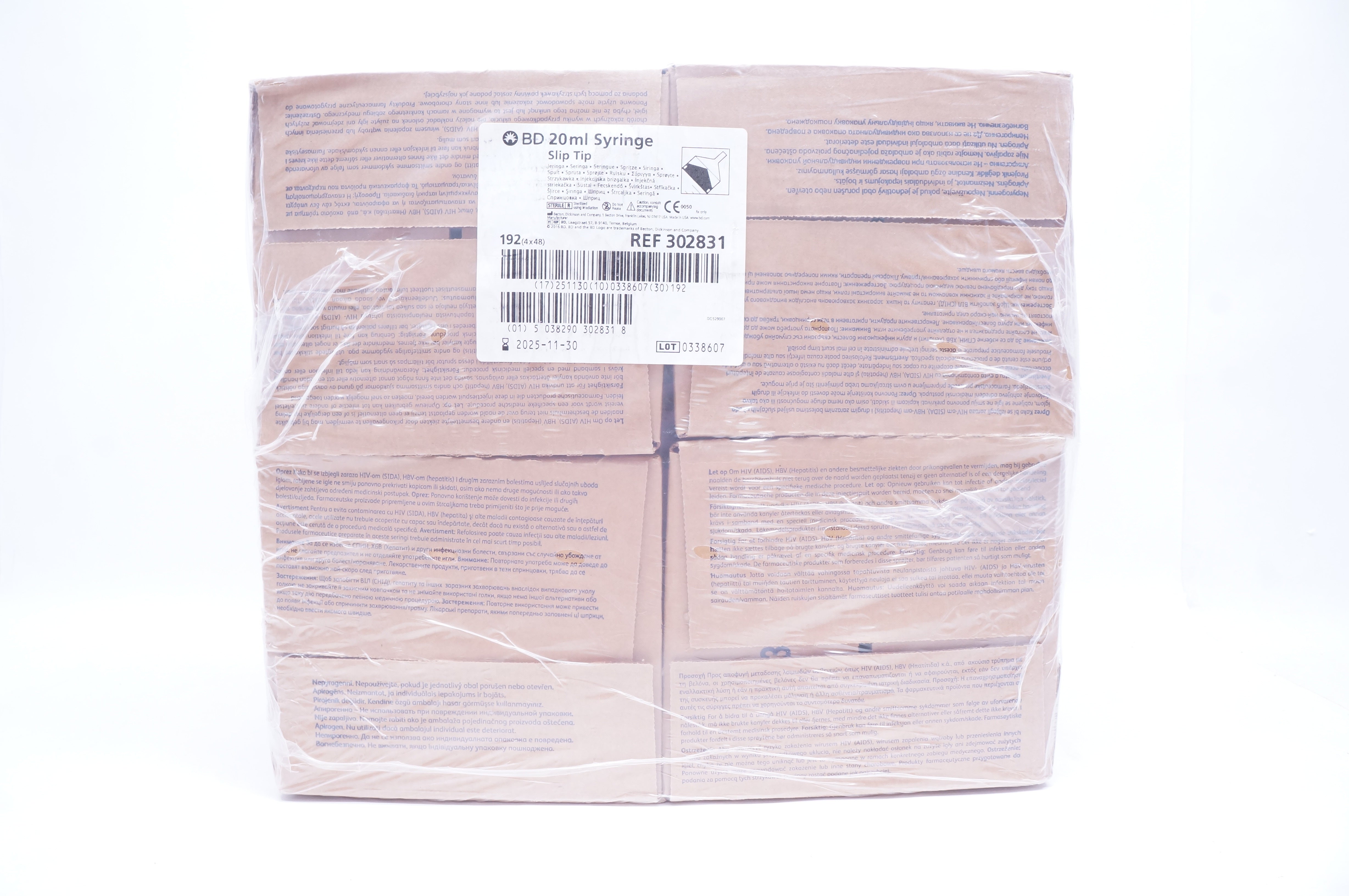 BD 302831 Becton 20ml Syringe Slim Tip - Case of 192