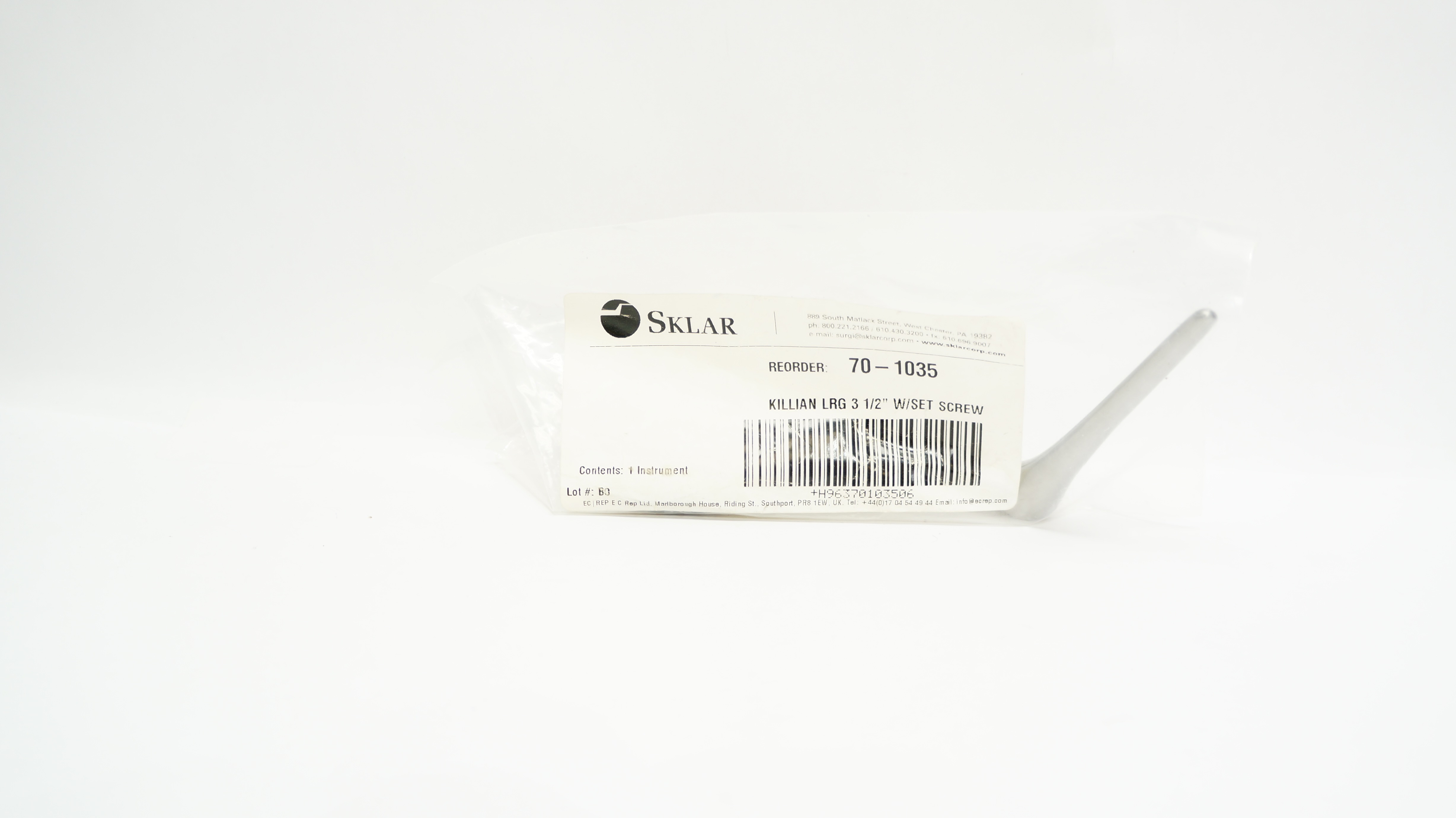 Sklar 70-1035 Killian LRG 3 1/2In W/Set Screw