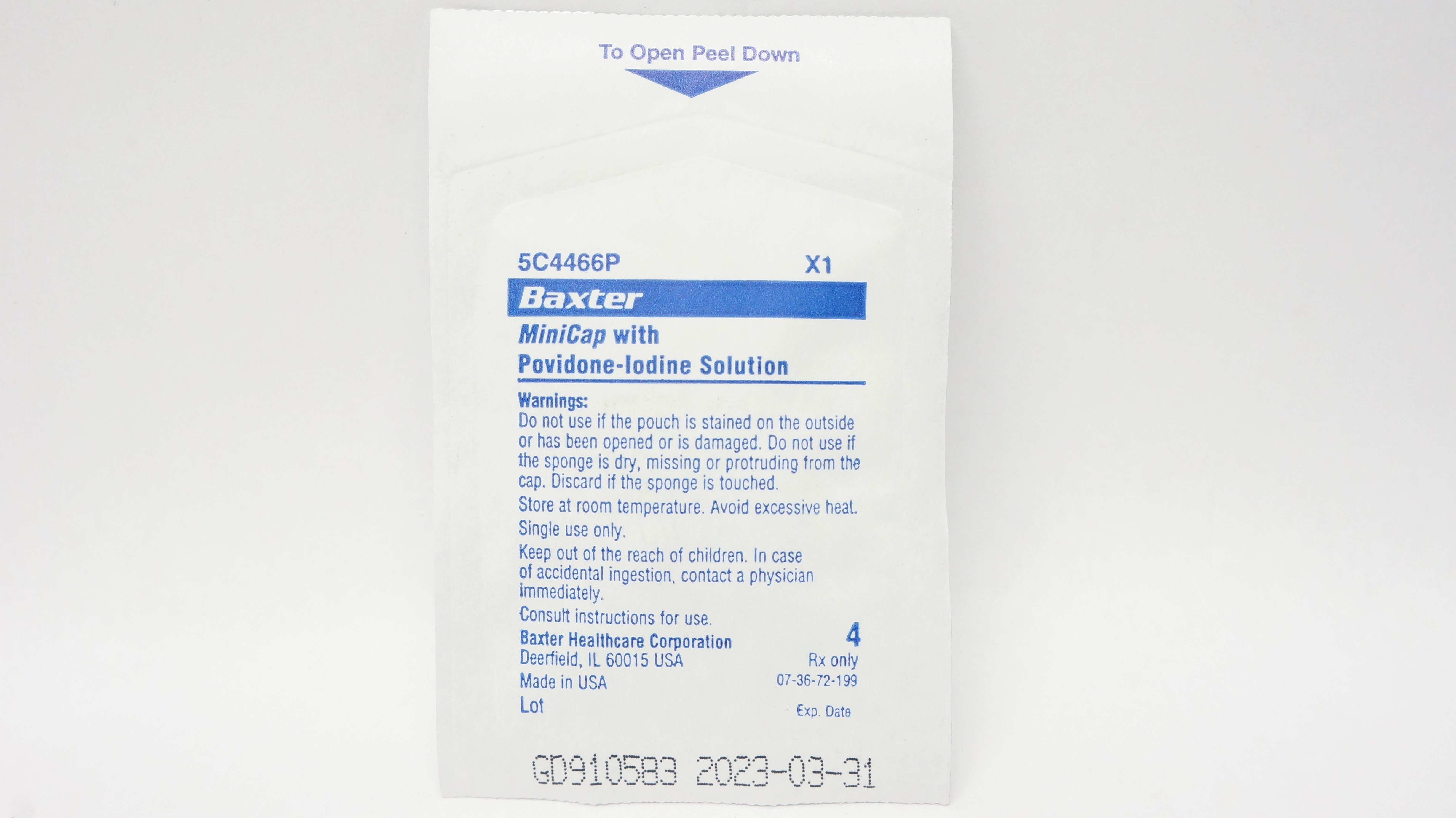 Baxter 5C4466P MiniCap with Povidone-Iodine Solution