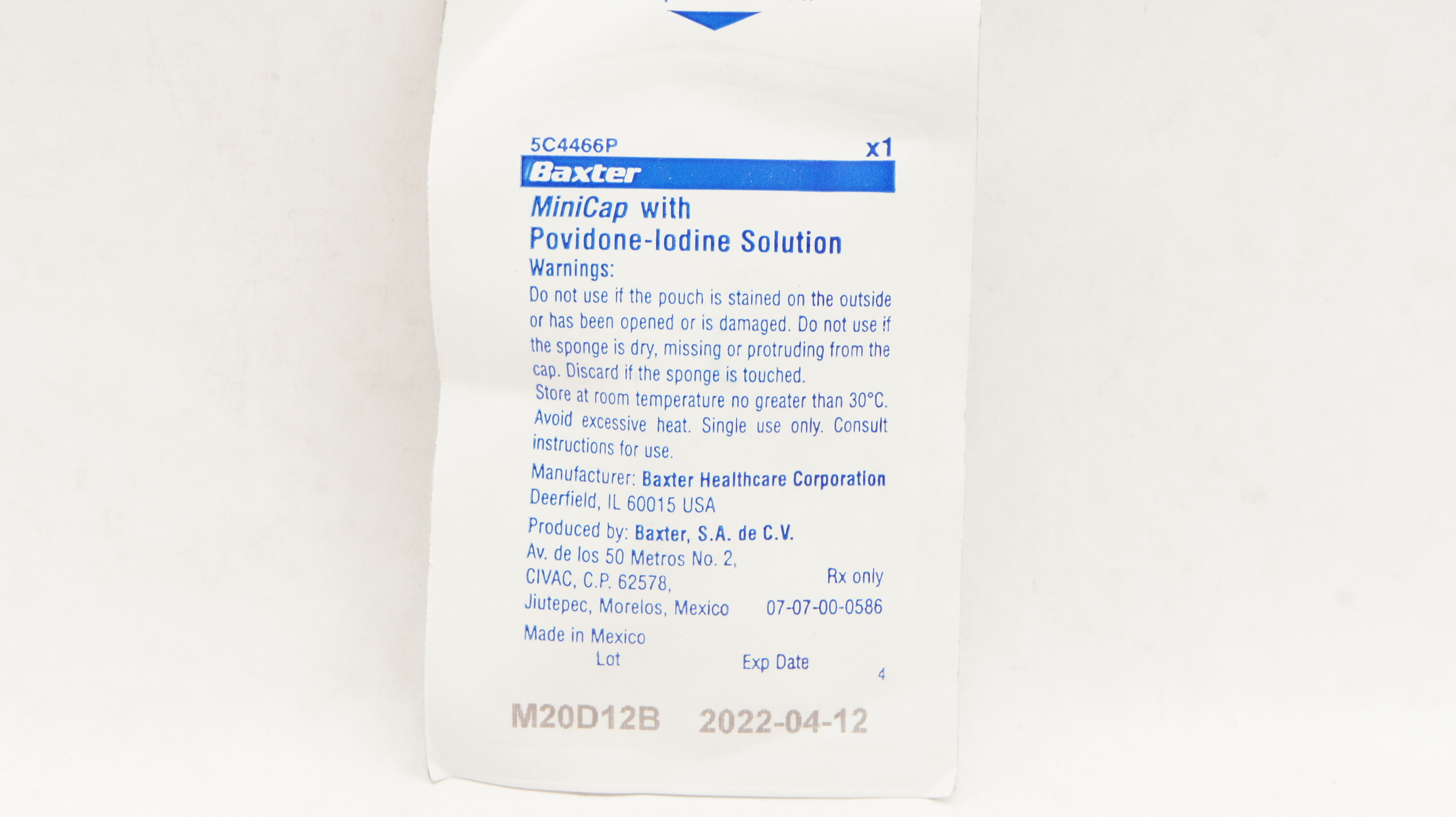 Baxter 5C4466P MiniCap with Povidone-Iodine Solution (x)