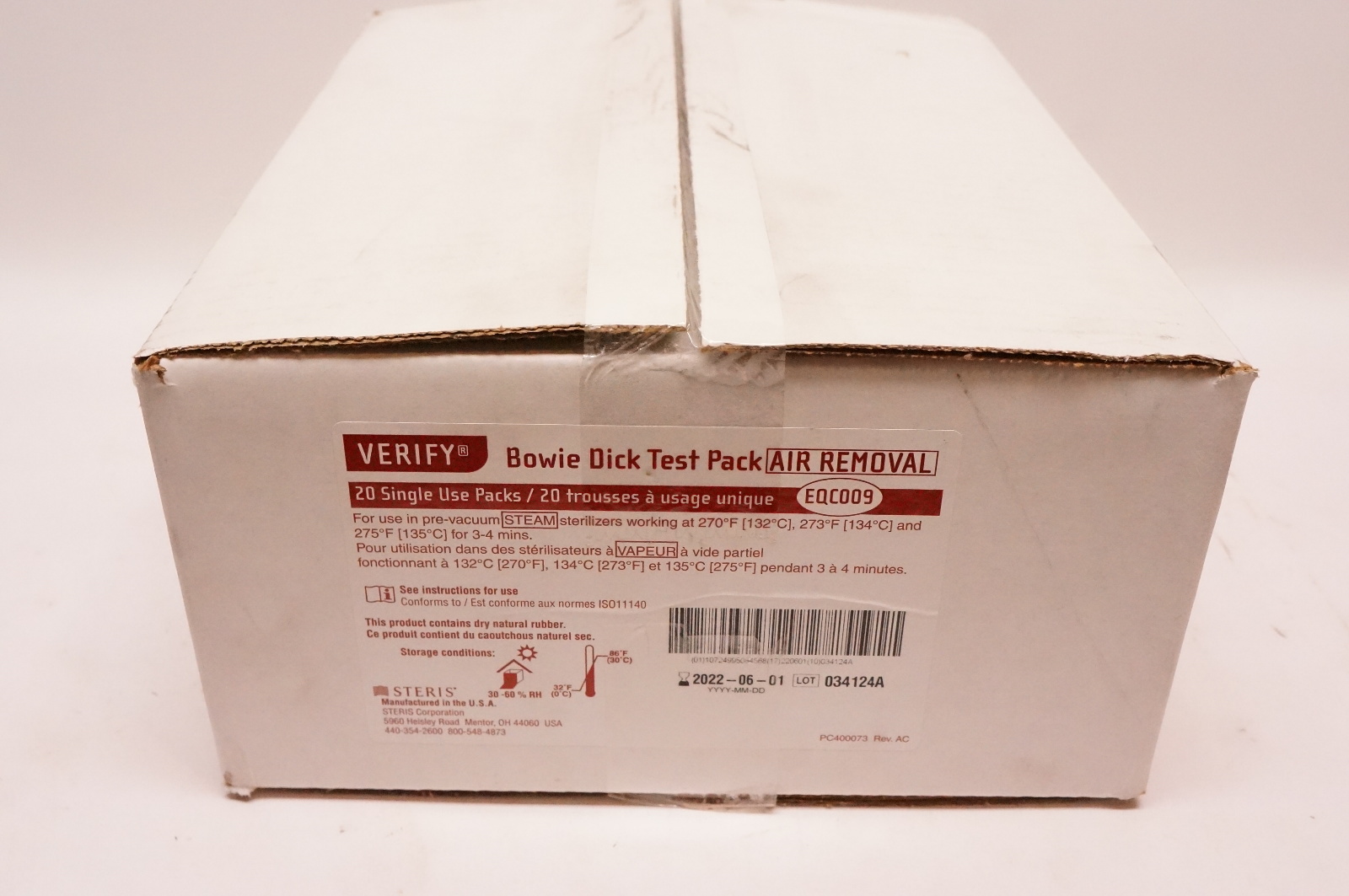 Steris EQC009 Verify Bowie Dick Test Pack - Box of 20