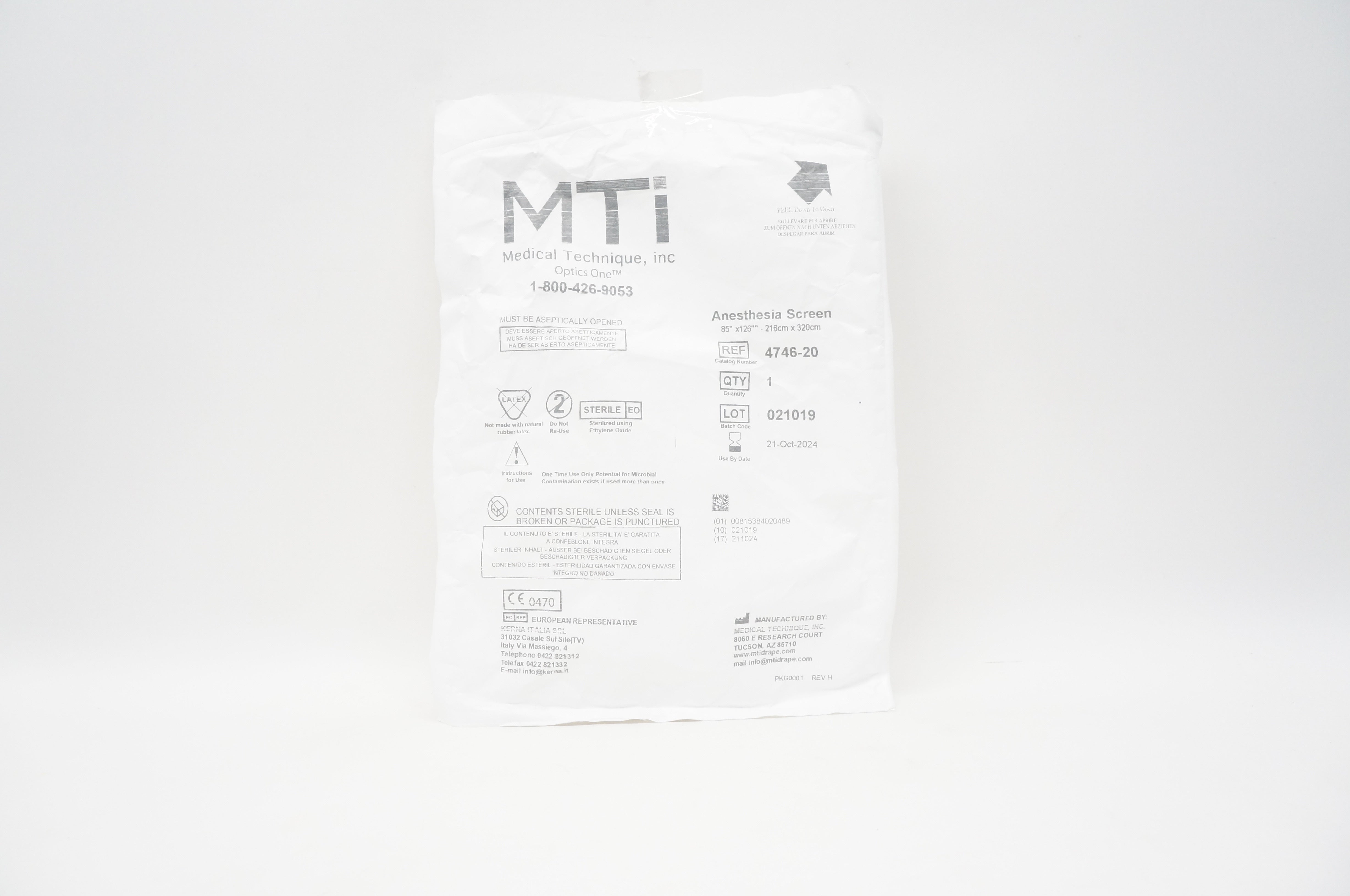 MTI 4746-20 Optics One Anesthesia Screen 85 inch x 216 inch