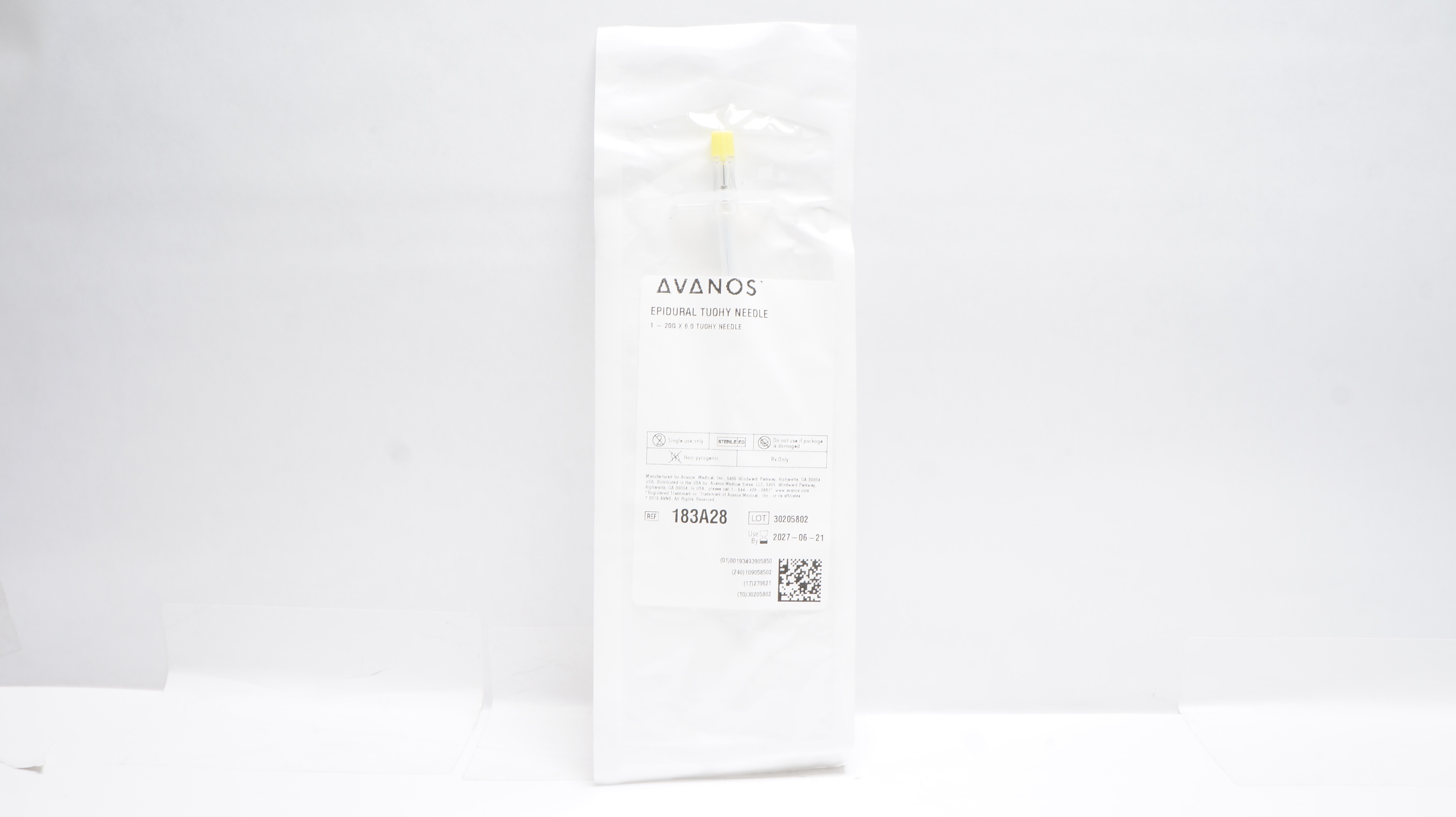 Avanos 183A28 Epidural Tuohy Needle 20G x 6inch