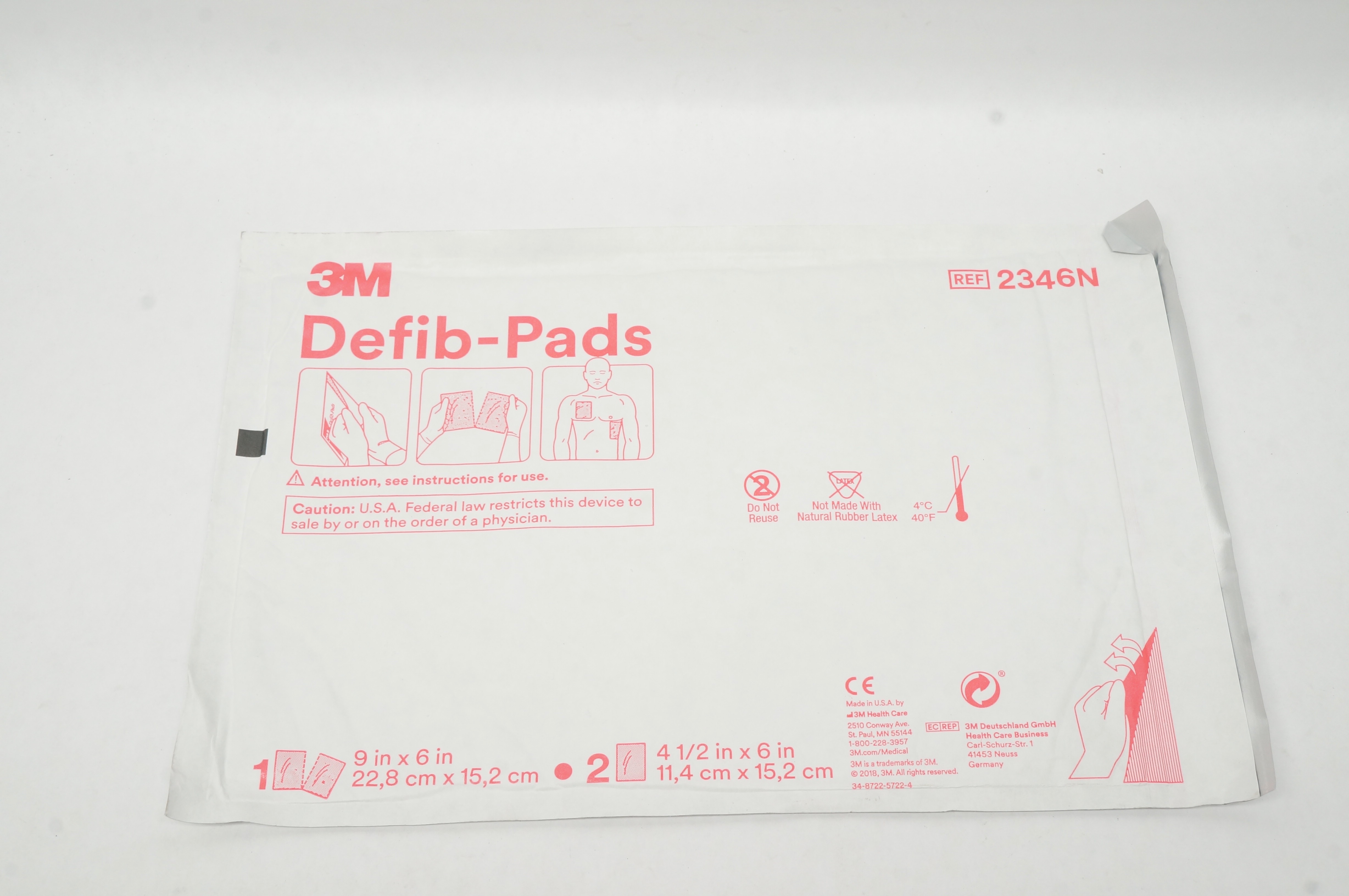 3M 2346N Defib-PaD Conductive Gel Pads 9inch x 6inch, 4-1/2inch x 6inch