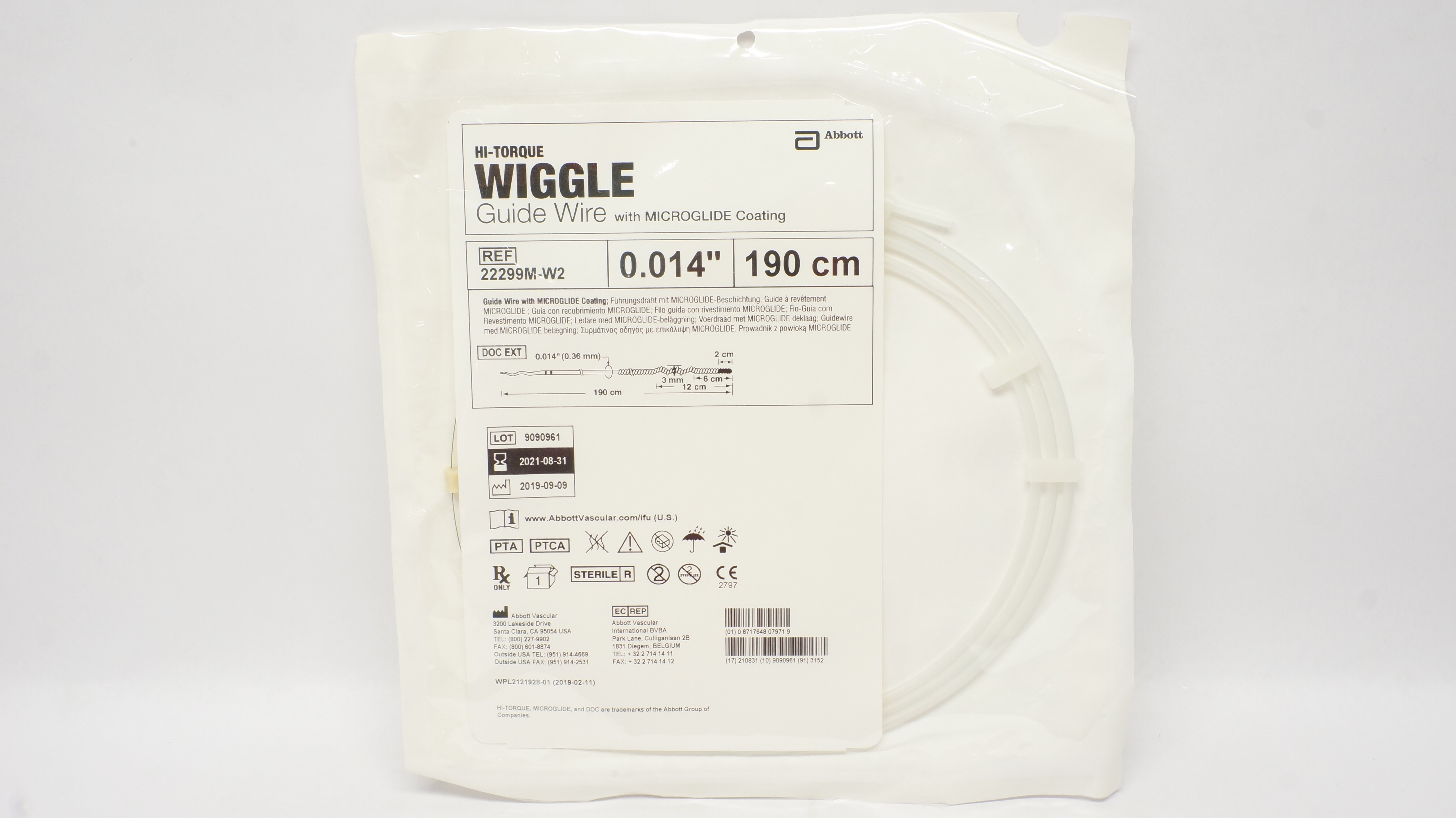 Abbott 22299M-W2 Hi-Torque Wiggle Guide Wire 0.014inch x 190cm (x)