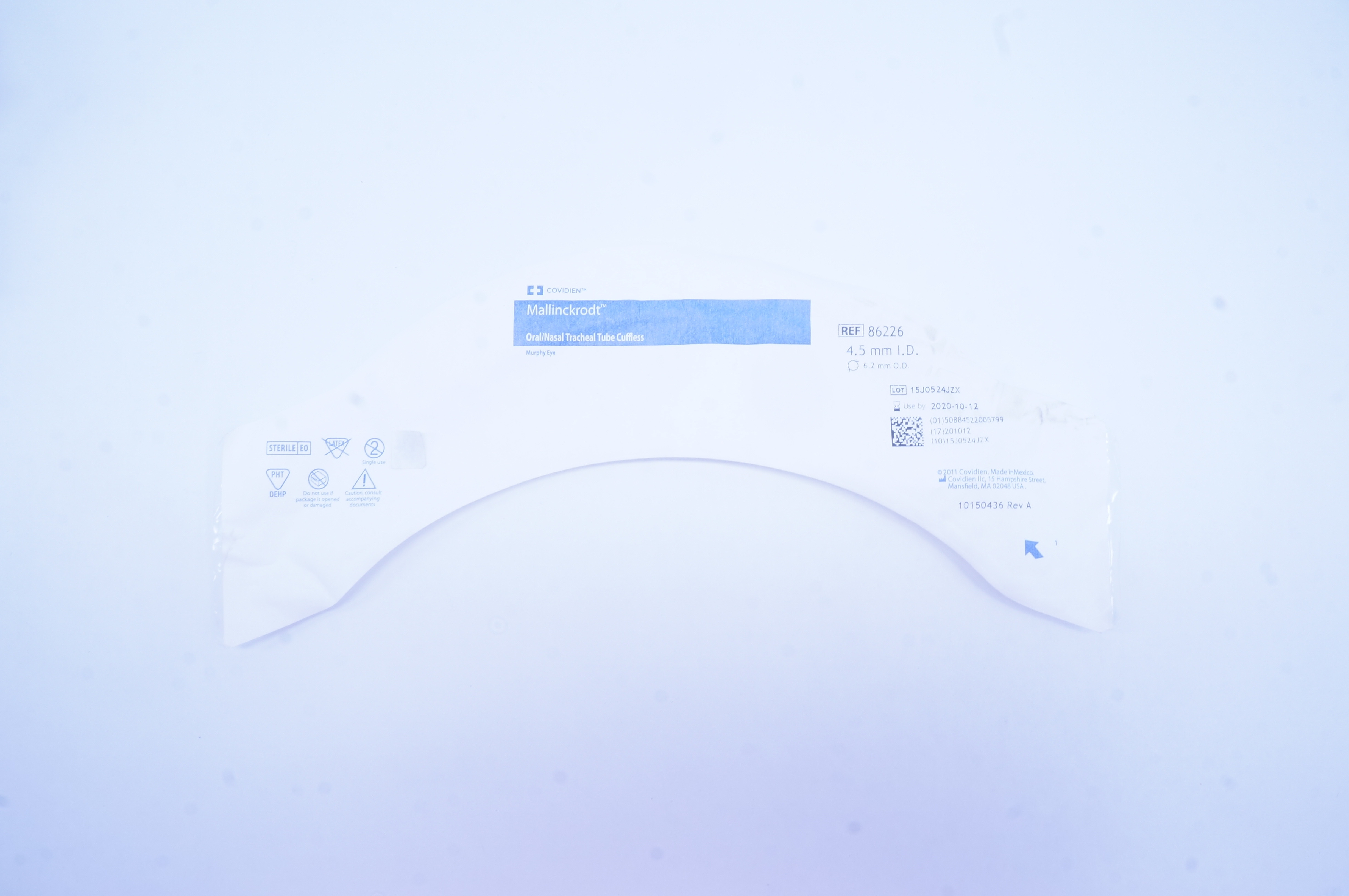 Covidien 86226 Mallinckrodt Oral/Nasal Tracheal Tube Cuffless 4.5mm x 6.2mm (x)