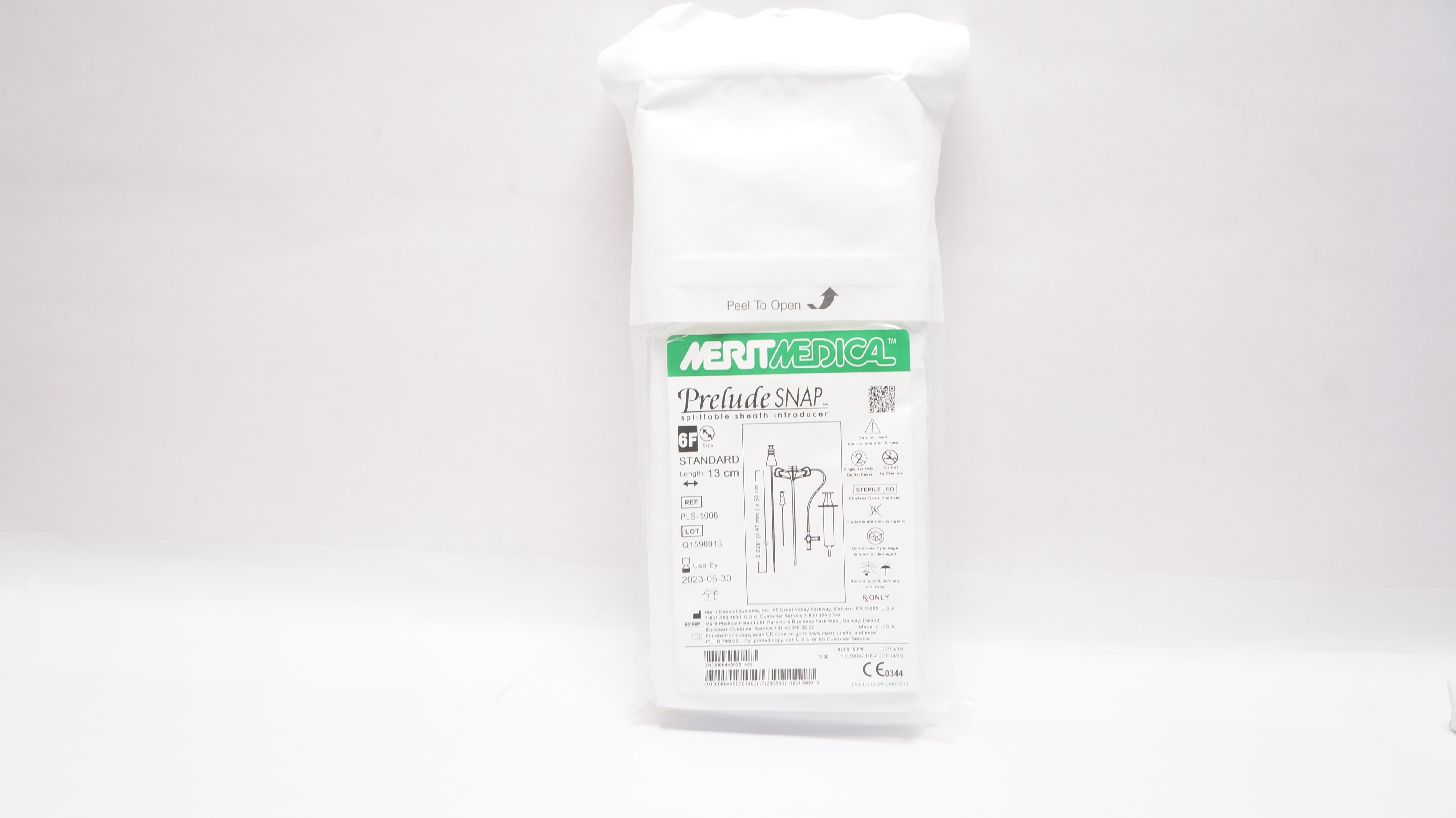 MeritMedical PLS-1006 Prelude Snap Splittable Sheath Introducer  6F x 13cm (x)