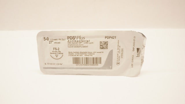 Ethicon PDP421 5-0 PDS Plus, FS-2, 19mm 3/8c Reverse Cutting, 27inch (x)
