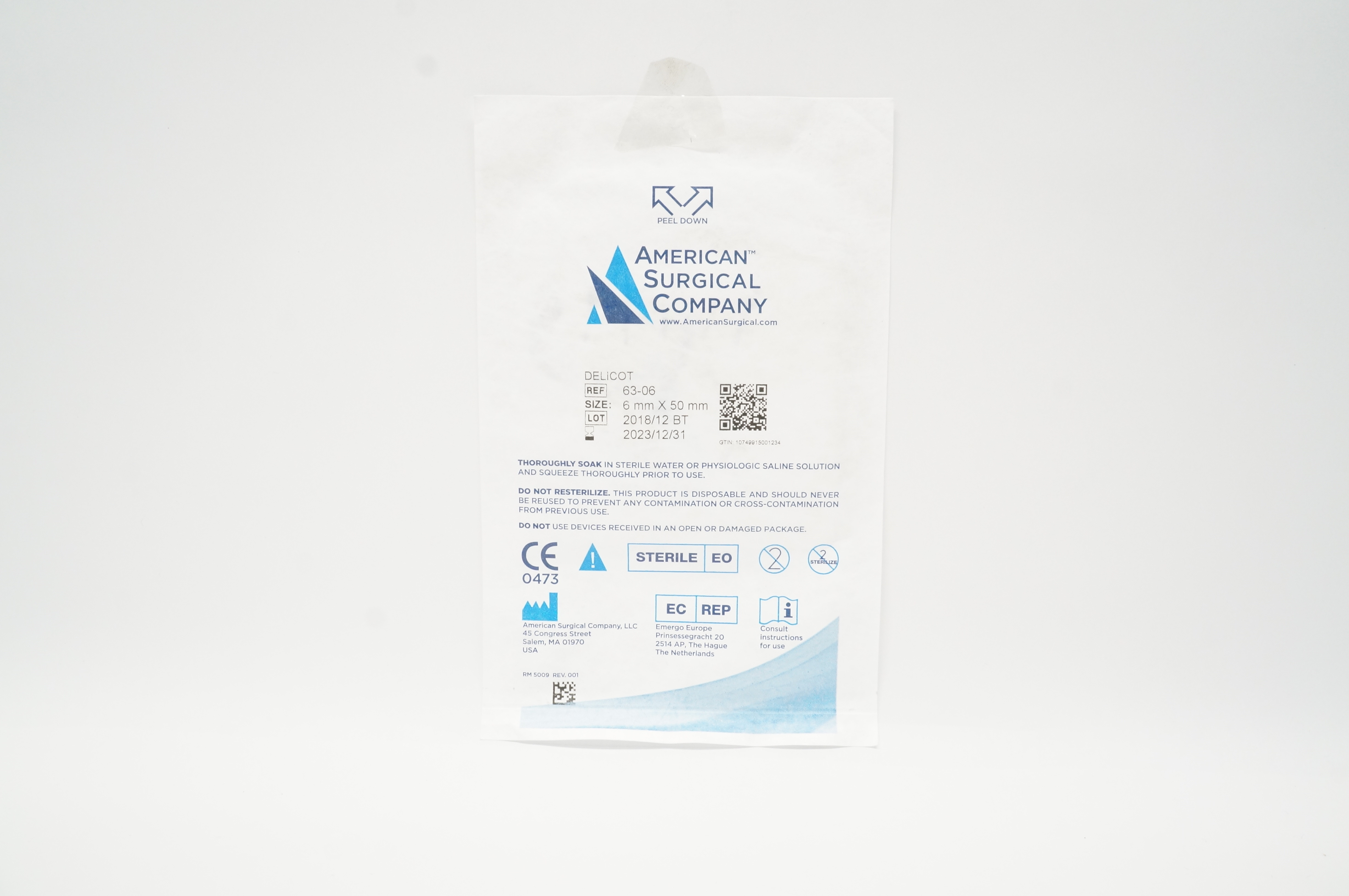 American Surgical Sponges 63-06 Delicot 6mm x 50mm