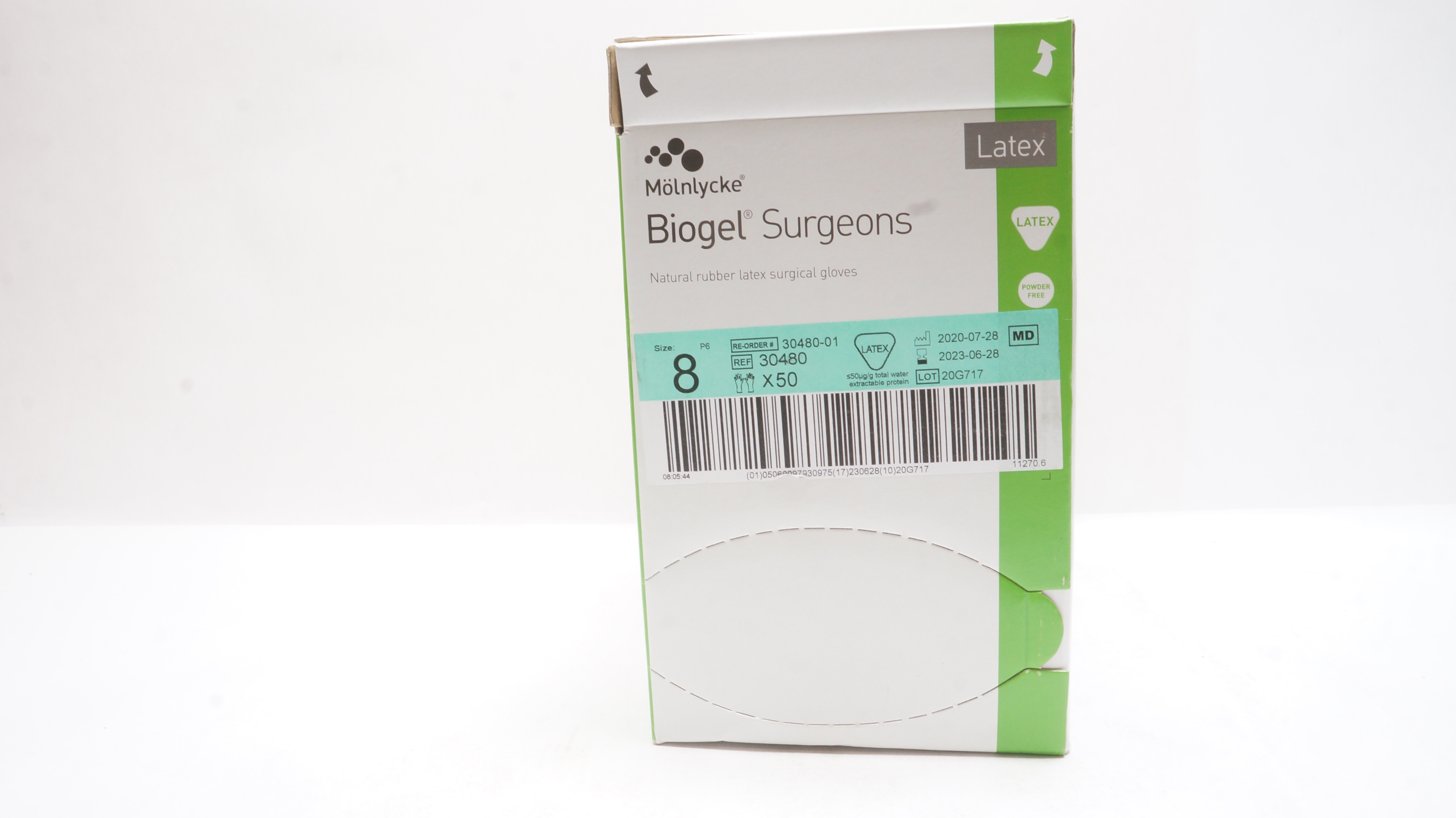 Molnlycke Healthcare 30480-01 Surgical Gloves, Biogel Coating, 8 (x) - Box of 50pair