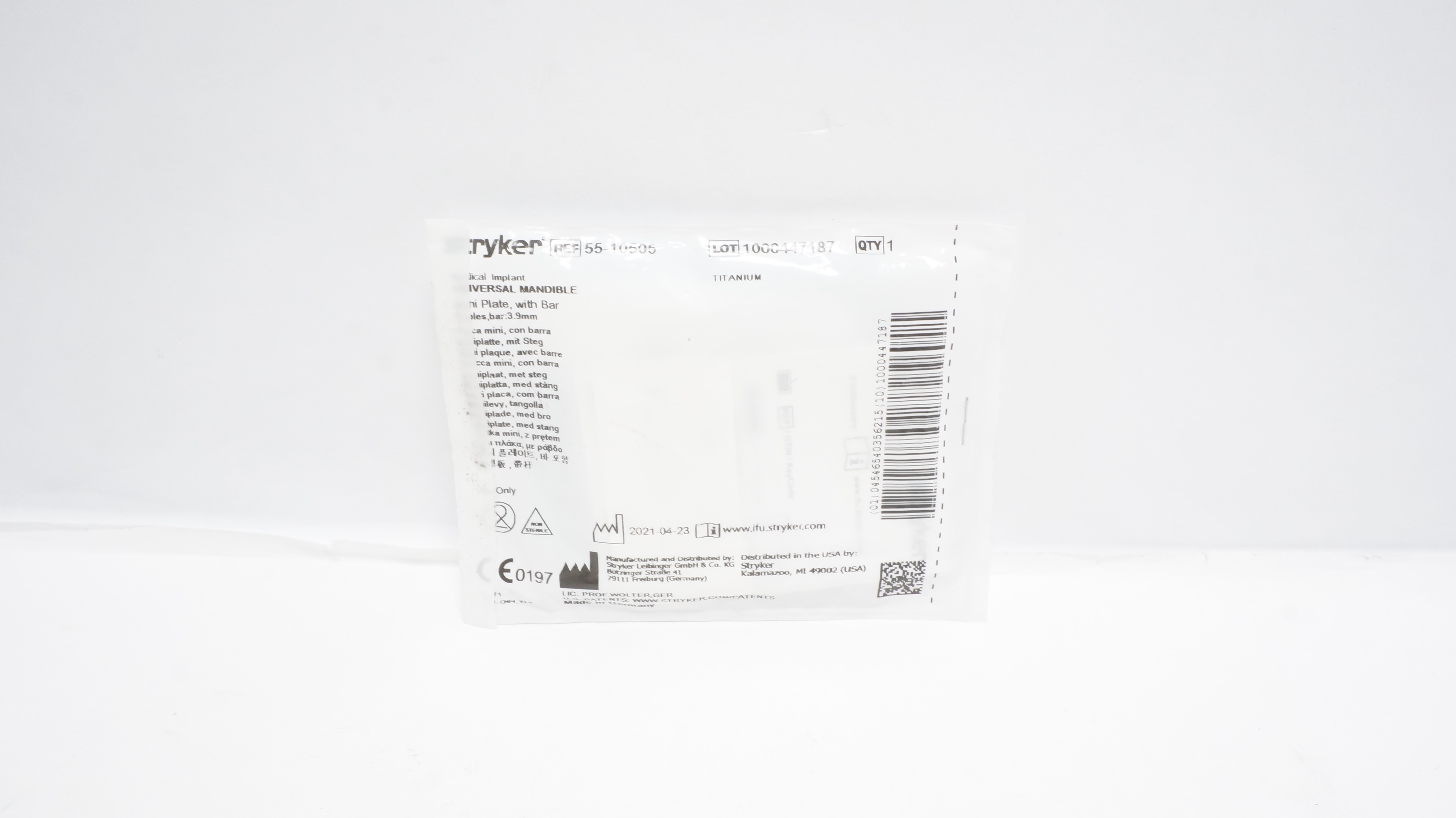 Stryker 55-10505 Mini Plate W/ Bar