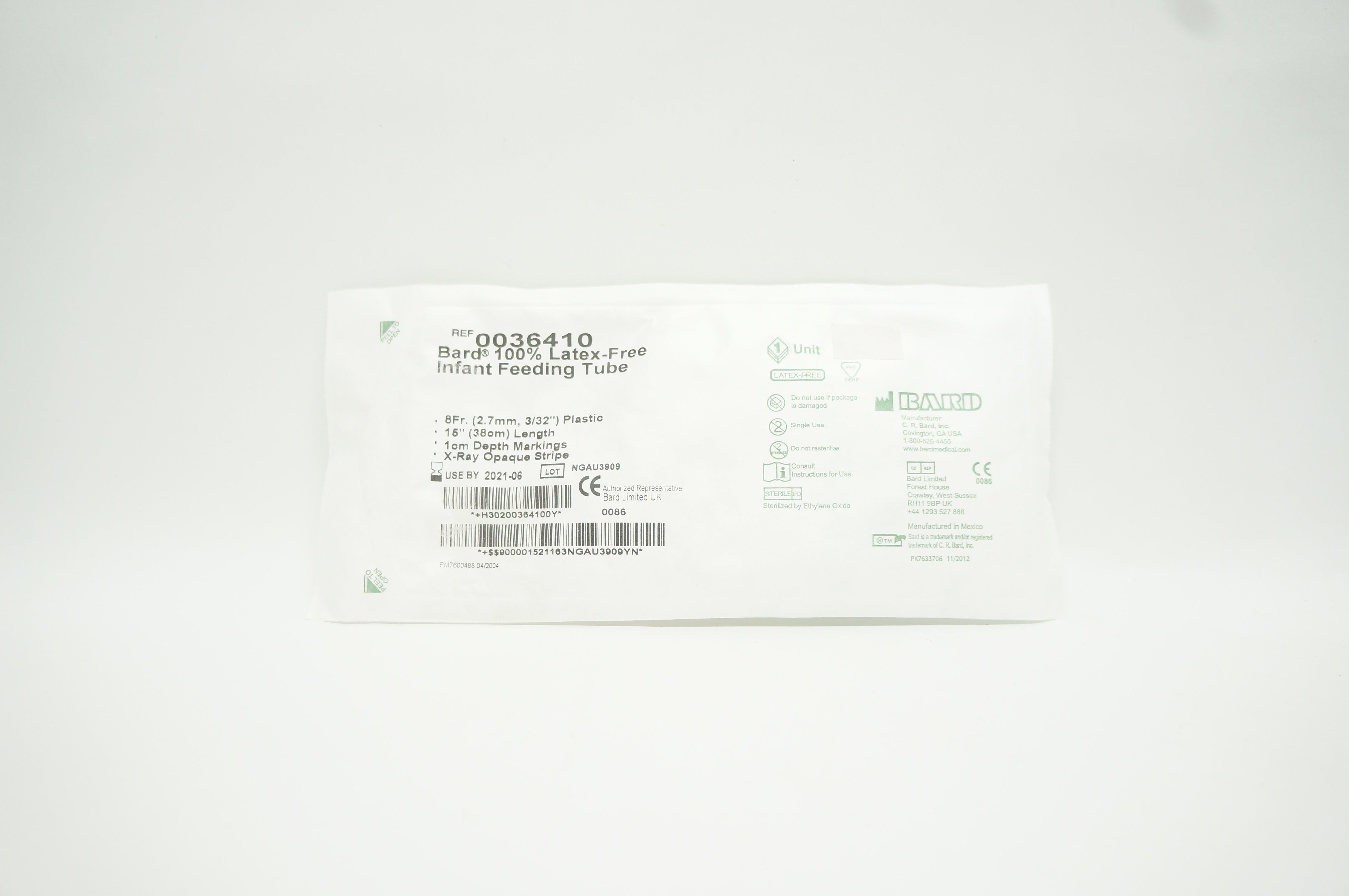 Bard 0036410 Infant Feeding Tube 8Fr x 15inch x 1cm