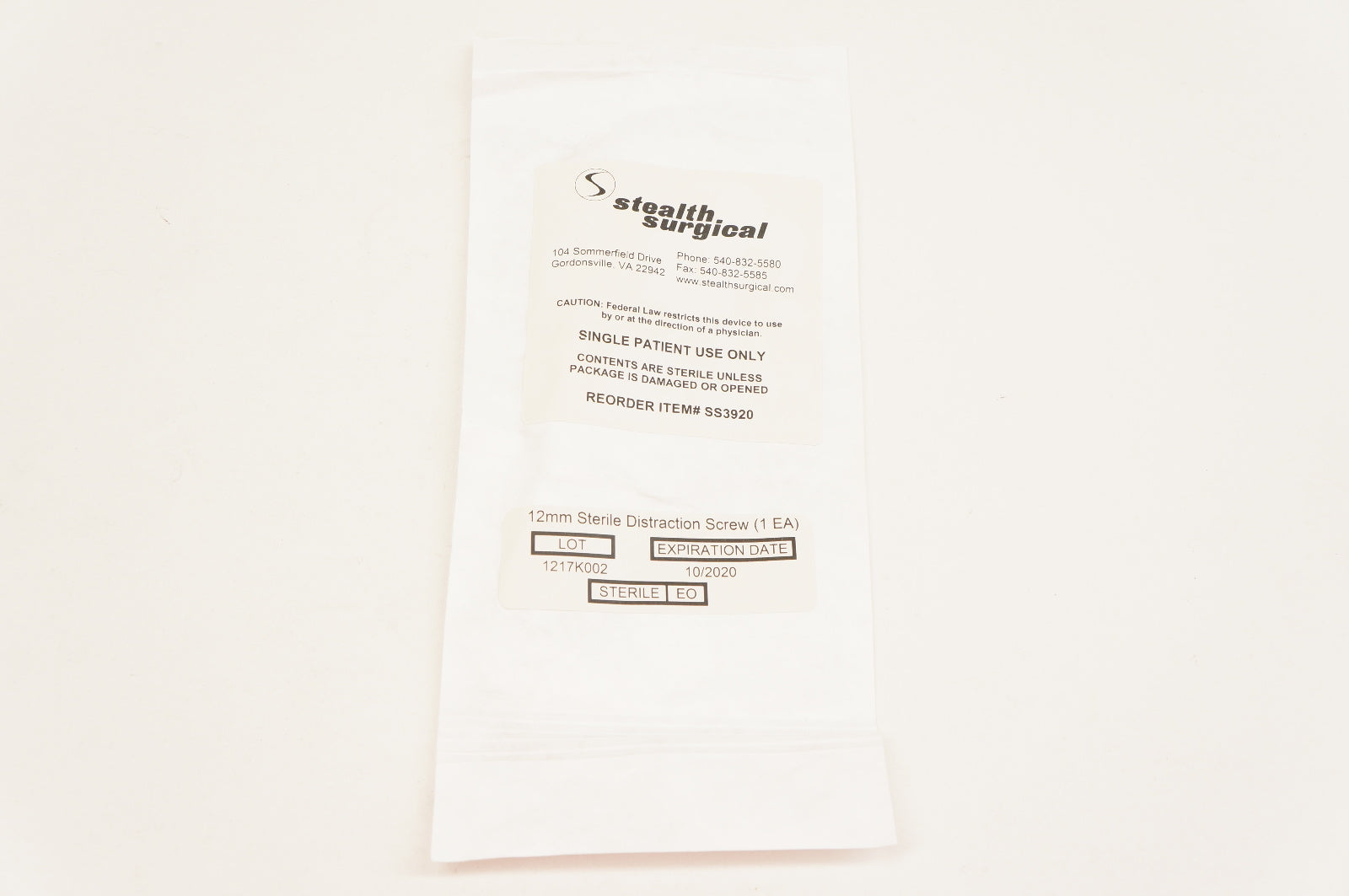 Stealth SS3920 Distraction Screws, 12mm