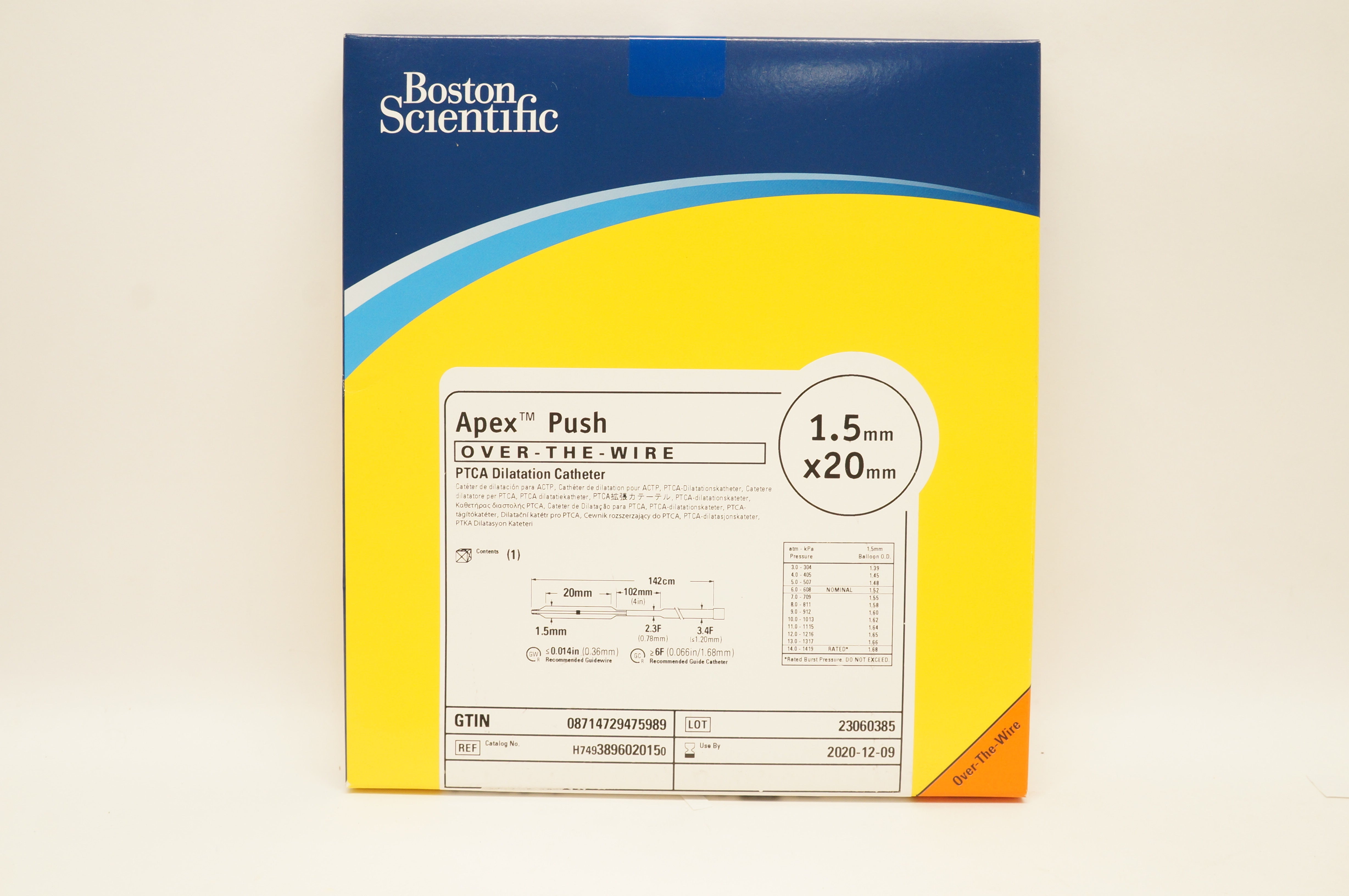 Boston Scientific 389602015 Apex Push PTCA Dilatation Catheter 1.5mm x 20mm (x)