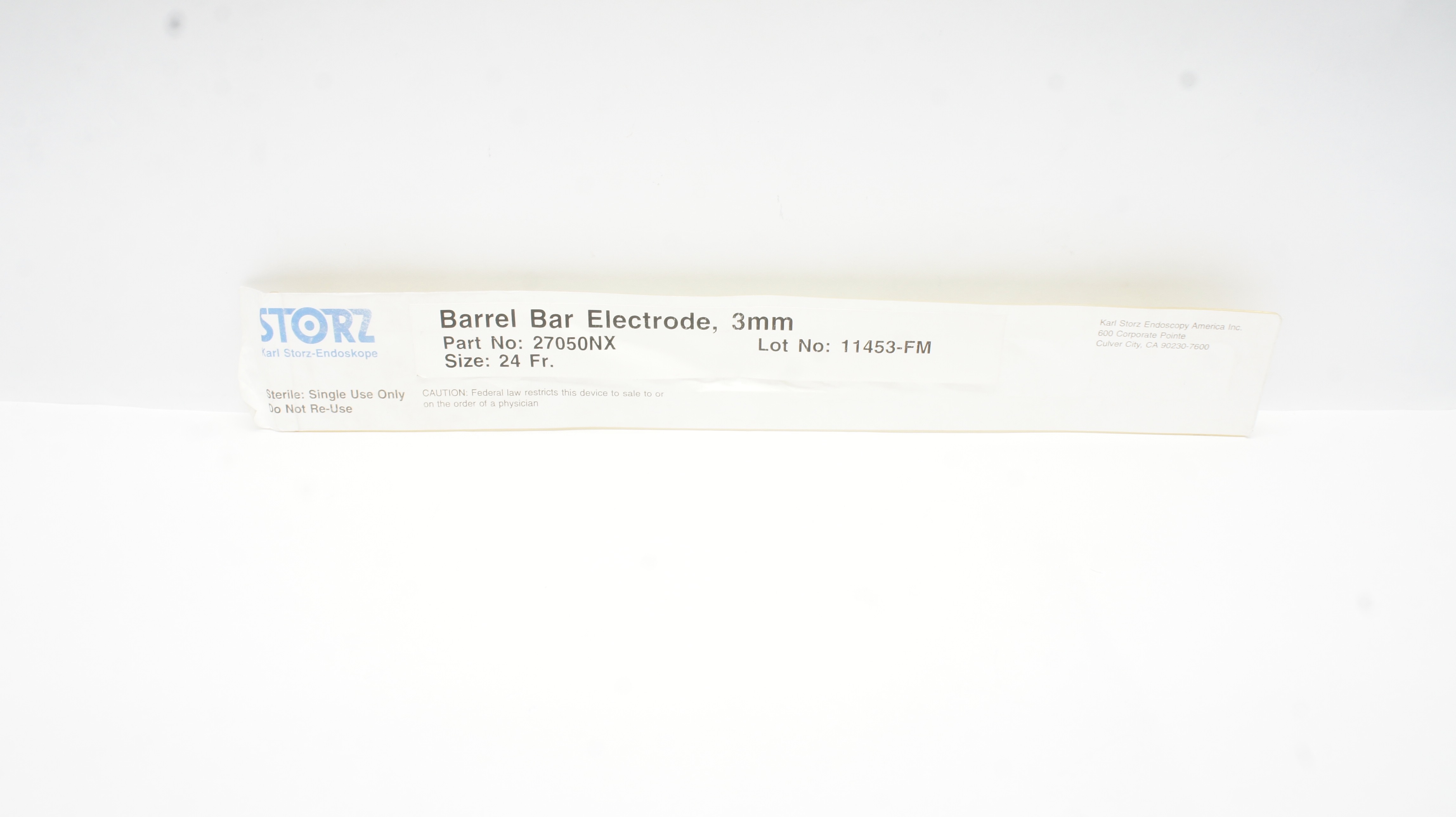 Karl Storz 27050NX Barrel Bar Electrode, Diam: 3mm, Size: 24Fr.