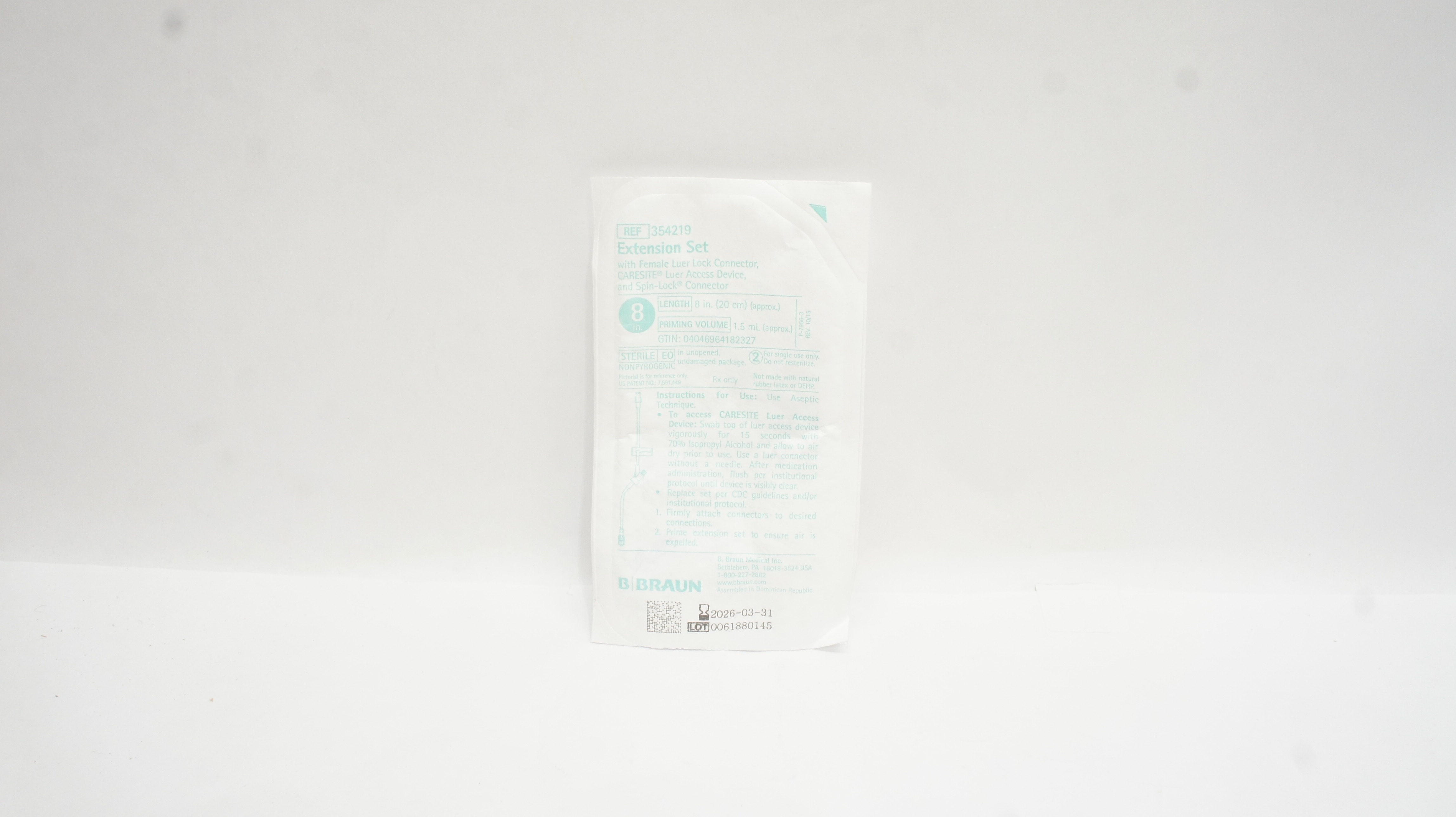 B. Braun 354219 Extension Set W/Female Luer Lock Connector 8 inch x 1.5mL  Appx.