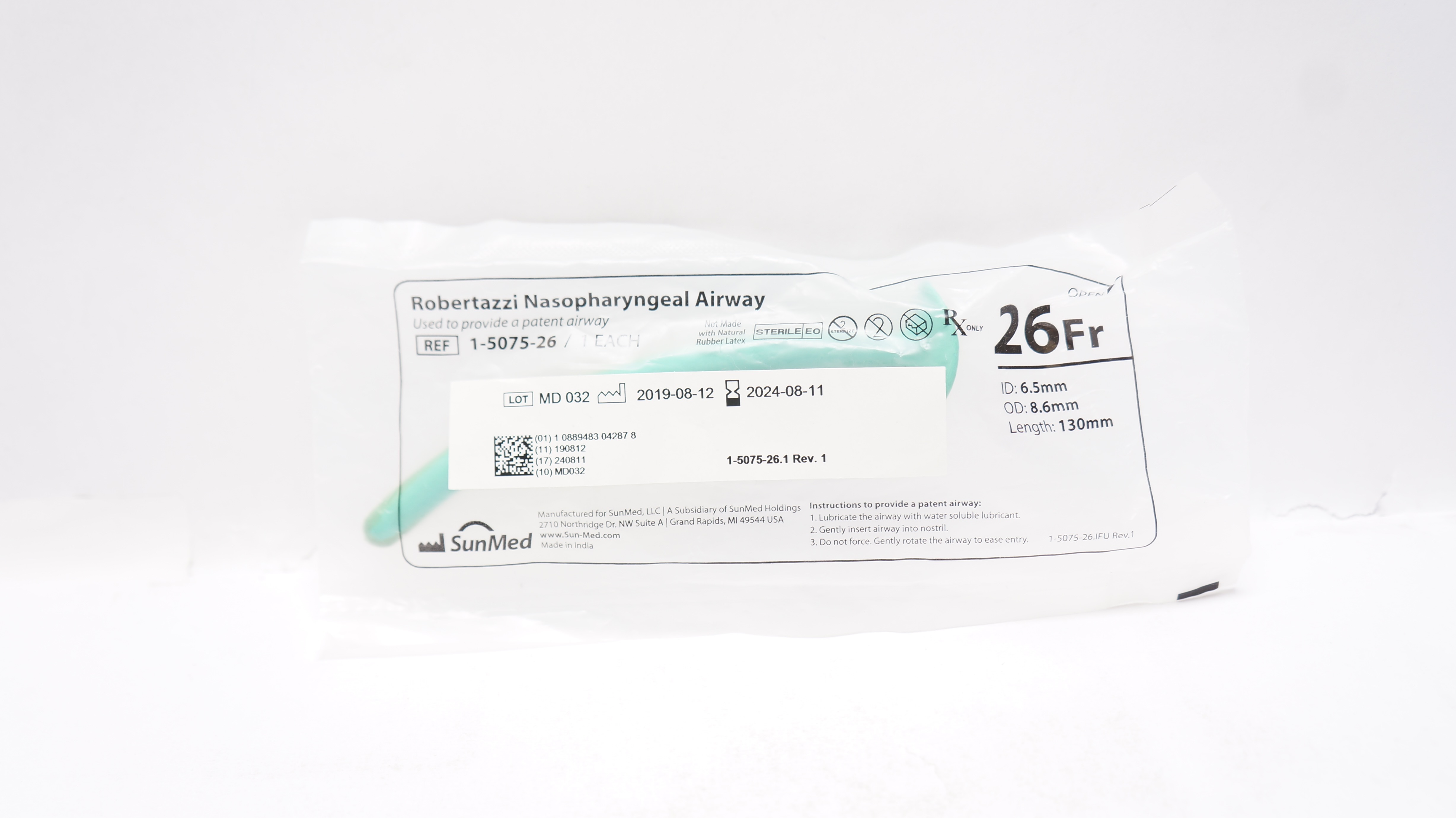 SunMed 1-5075-26 Robertazzi Nasopharyngeal Airway 26Fr.