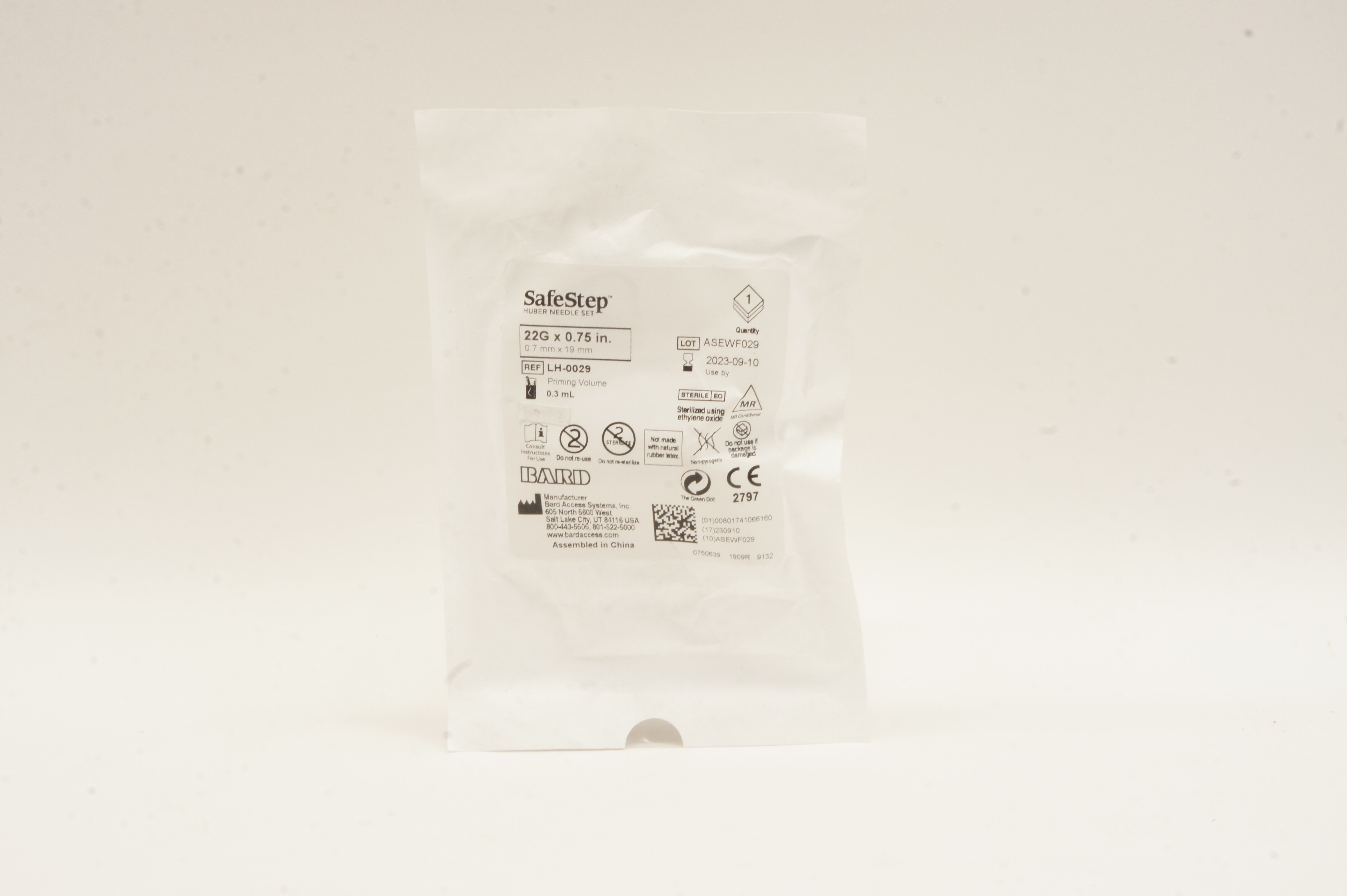 Bard LH-0029 SafeStep 22G x 0.75inch Priming Volume 0.3ml
