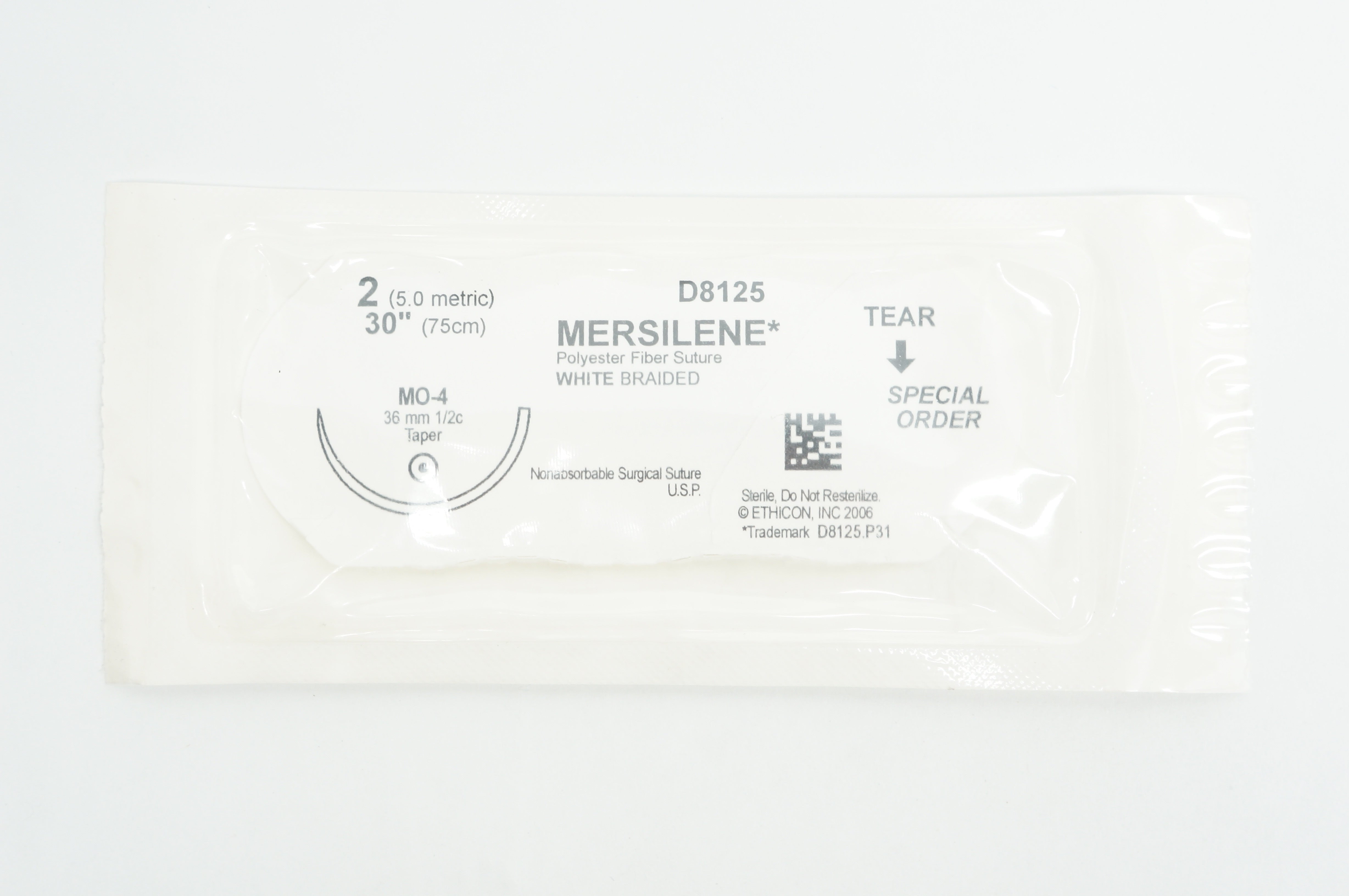 Ethicon D8125 2 MERSILENE MO-4, 36mm 1/2c Taper, 30inch (x)