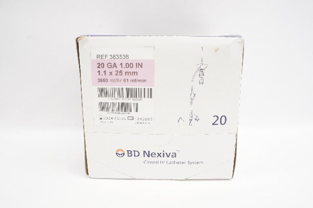 BD 383536 Nexiva Closed IV Cath. System 20 Ga. x 1.00 inch - Box of 18