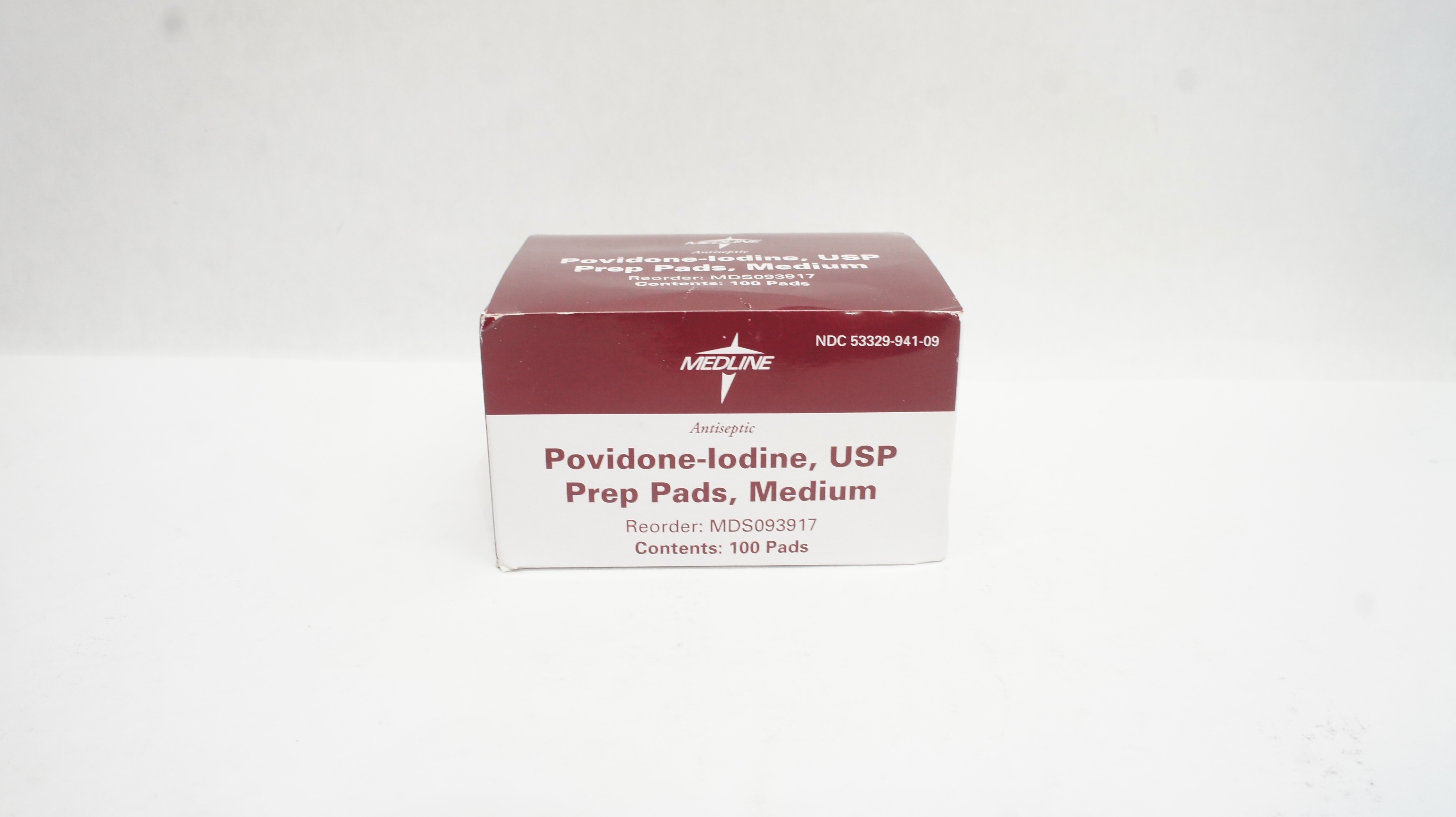 Medline MDS093917 Povidone-Iodine USP Prep Pads Medium 2-Ply (x) - Box of 100