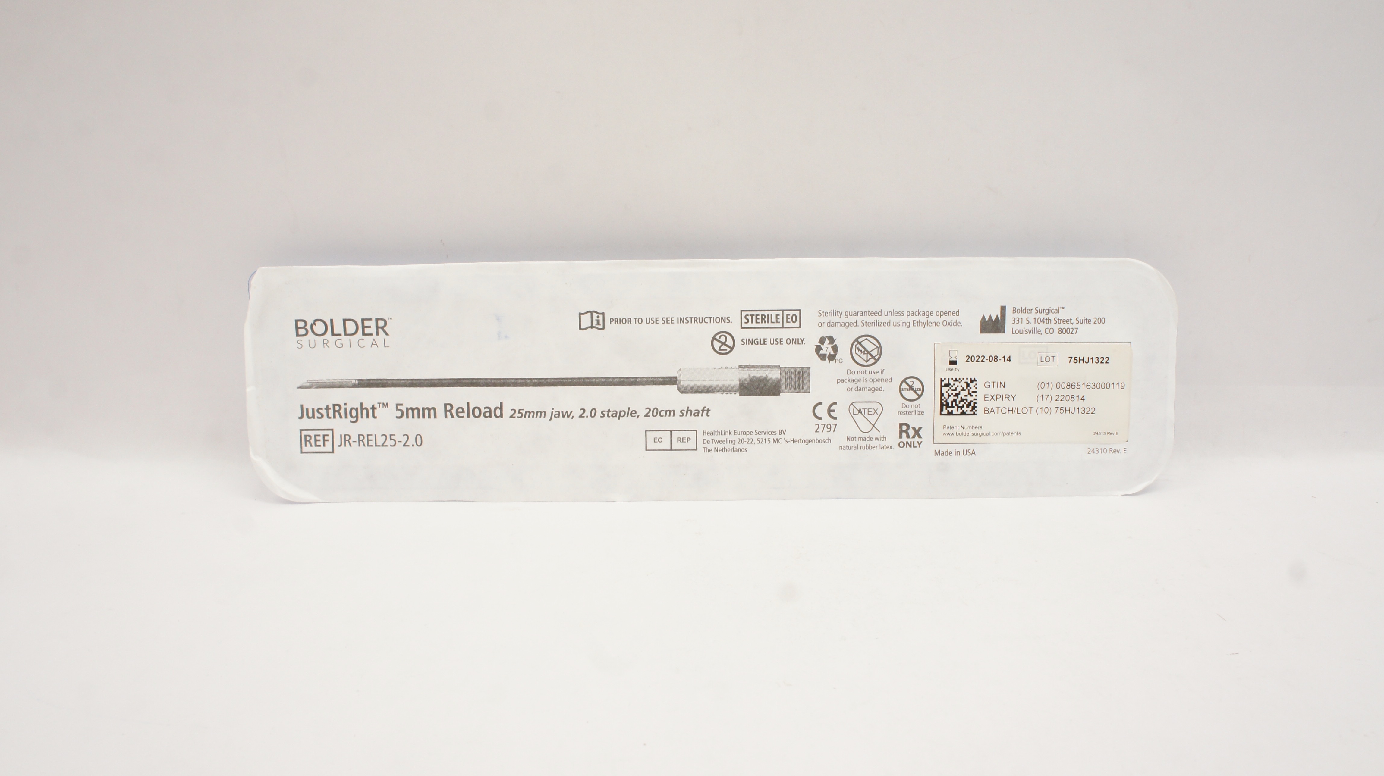 JustRight JR-REL25-2.0 5mm Reload 25mm Jaw, 2.0 Staple, 20cm Shaft (x)