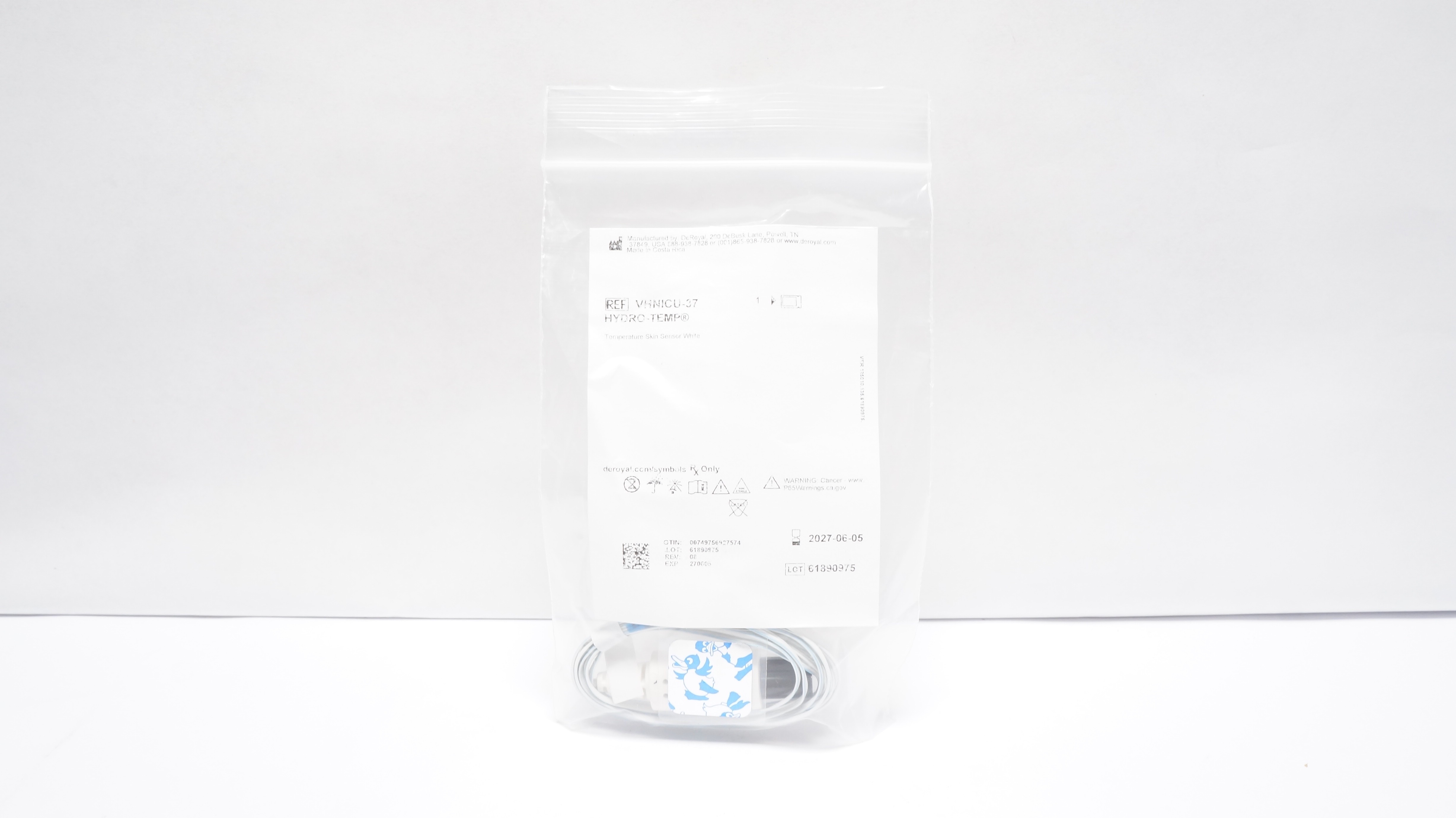 DeROyal VHNICU-37 Hydro-Temp Temperature Skin Sensor White