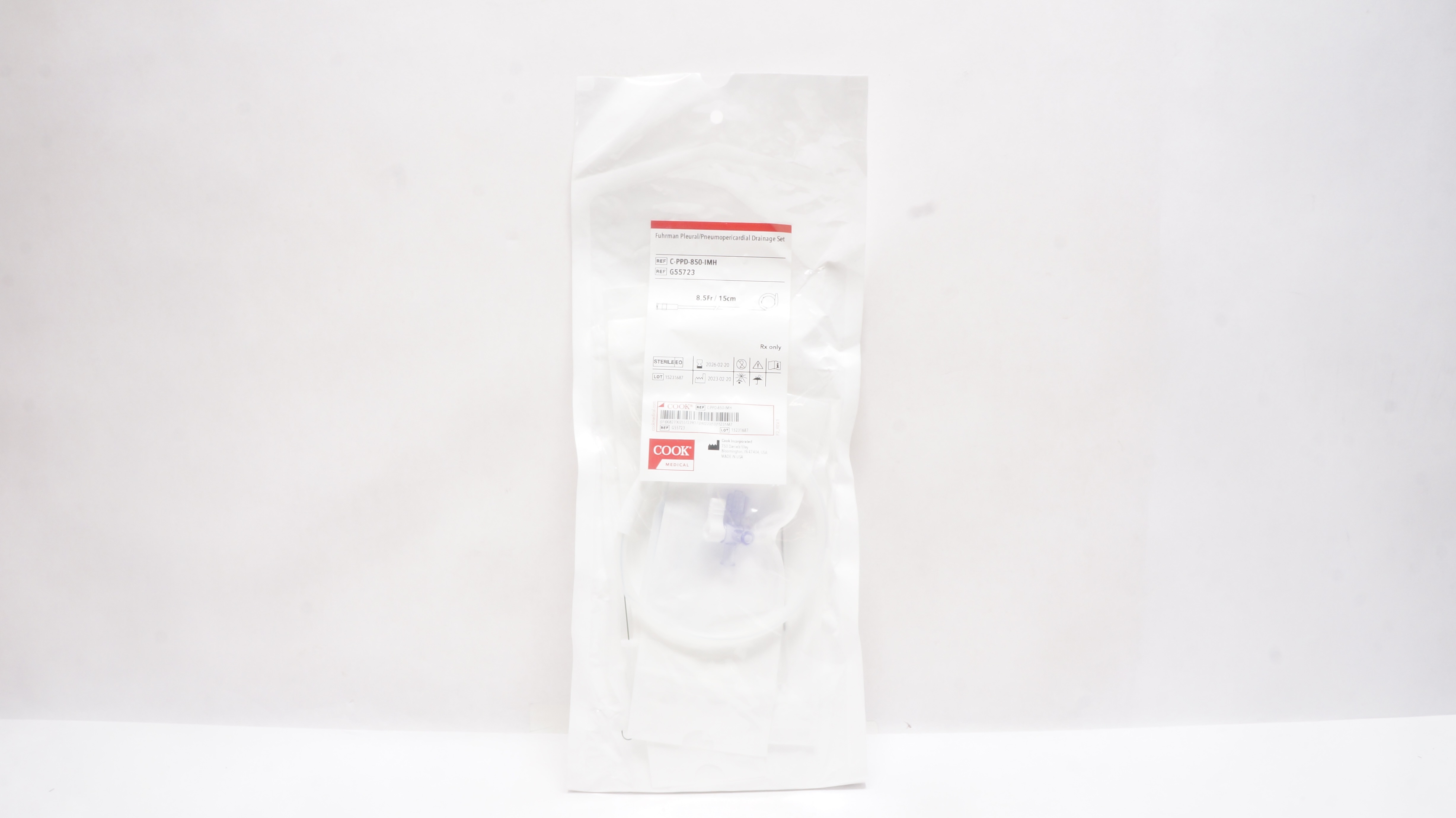 Cook Medical G55723 Fuhrman Pleural/Pneumopericardial Drainage Set 8.5Fr/15cm