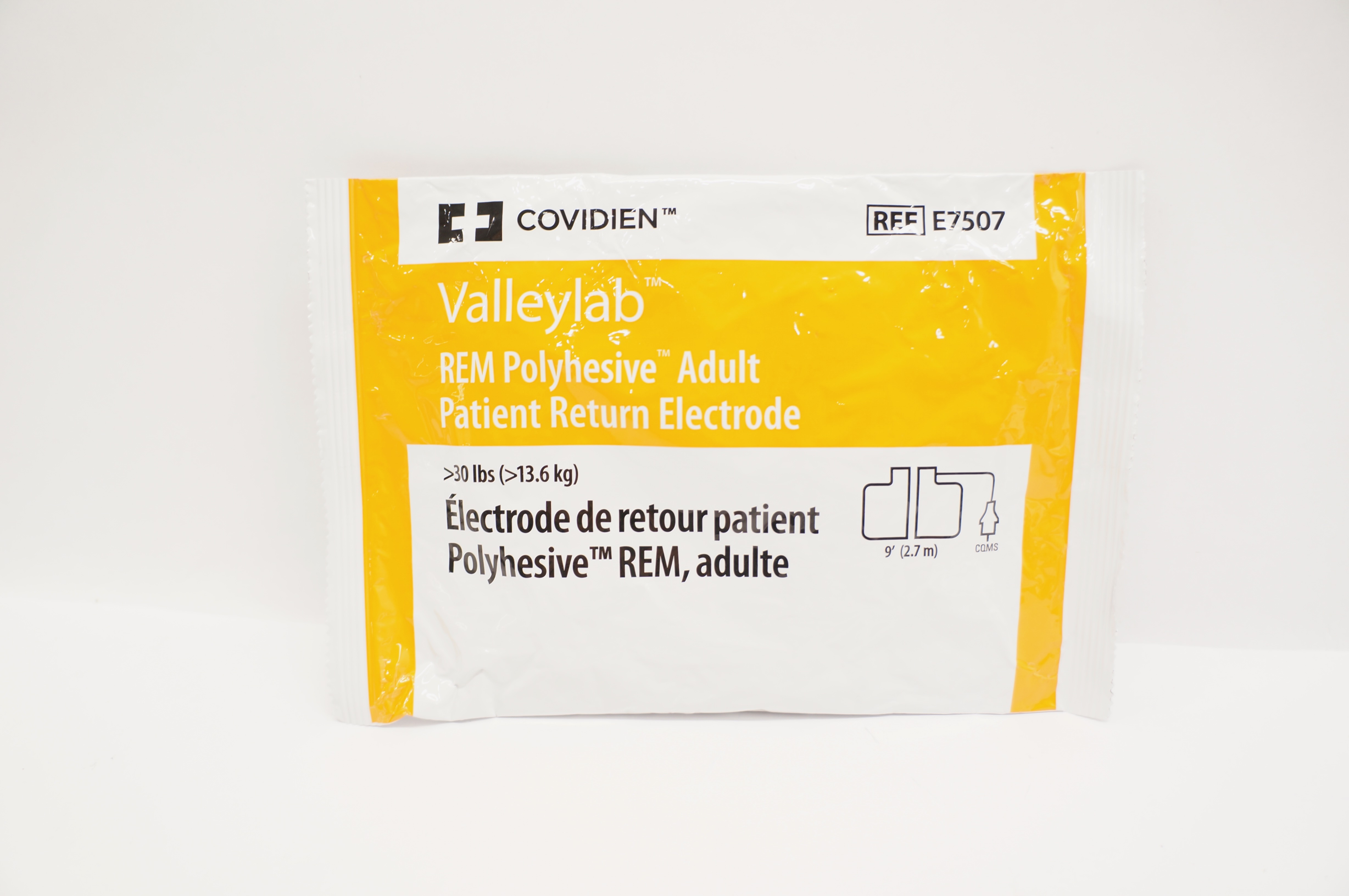 Covidien E7507 Valleylab REM Polyhesive Adult Patient Return Electrode >30lbs