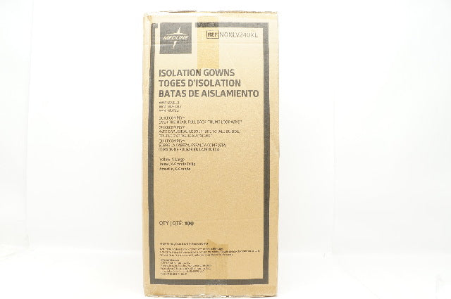 Medline NONLV240XL Isolation Gowns, Yellow, X- Large - Box of 100