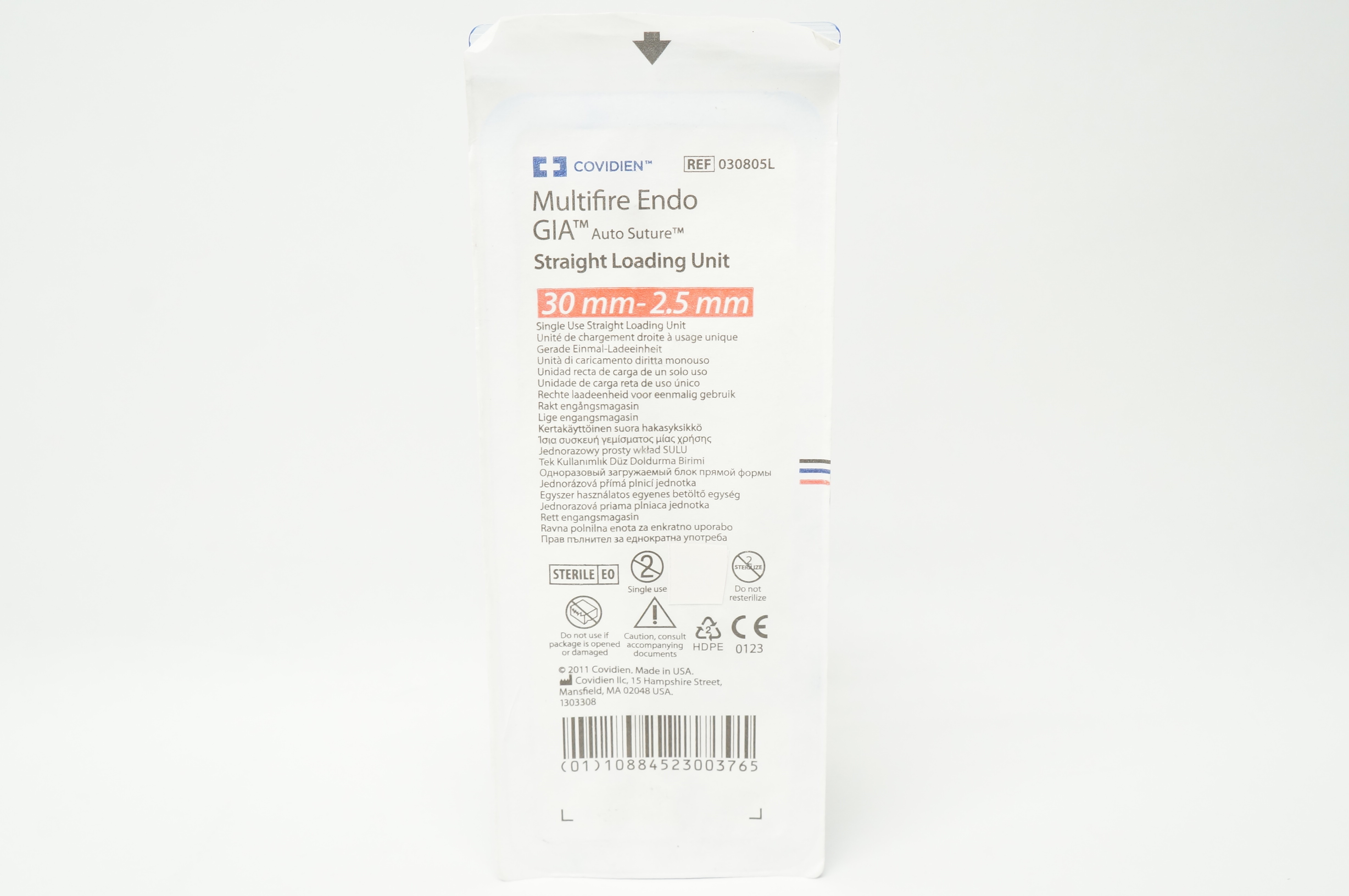 Covidien 030805L Multifire Endo GIA Auto Suture Straight Loading Unit 30mm-2.5mm