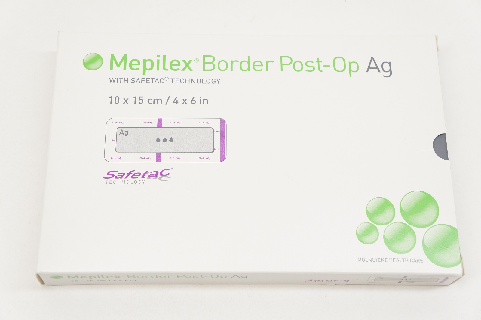 Molnlycke Health Care 498300 Mepilex Border Post-On Ag 10 x 15cm - Box of 5
