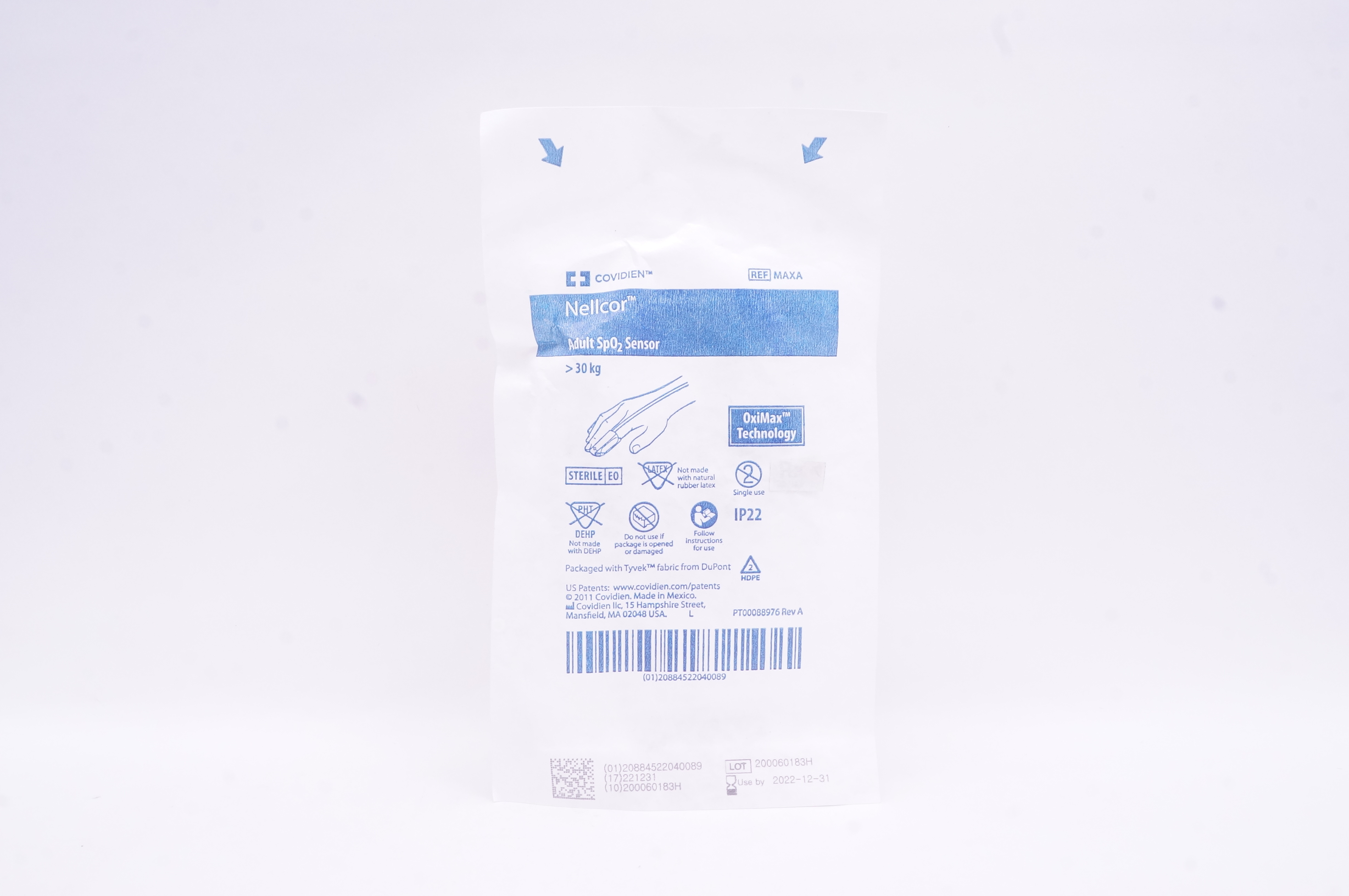 Covidien MAXA Nellcor Adult SpO2 Sensor >30kg