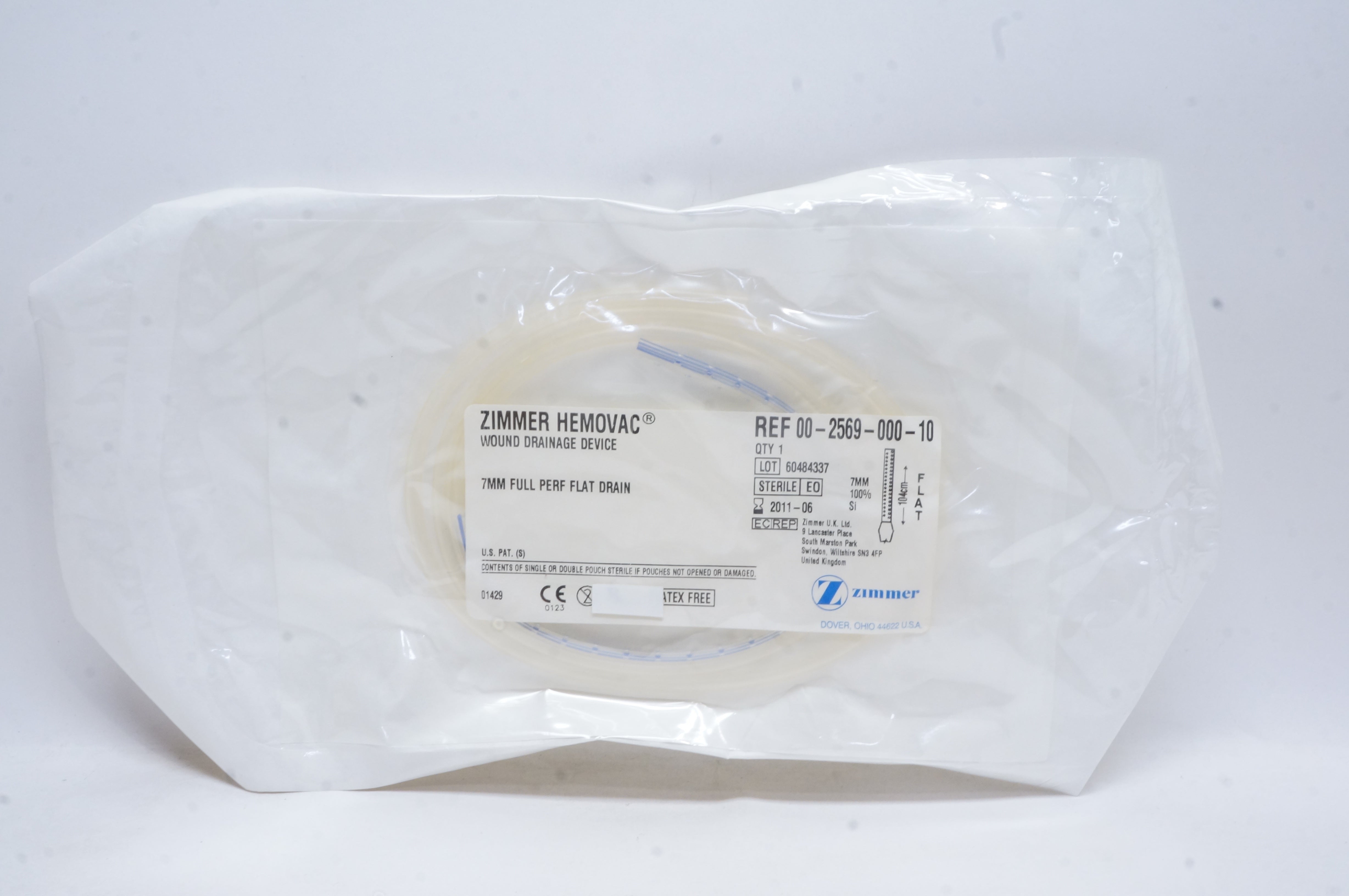 Zimmer 00-2569-000-10 Hemovac Wound Drainage Device 7mm Full Perf (x)