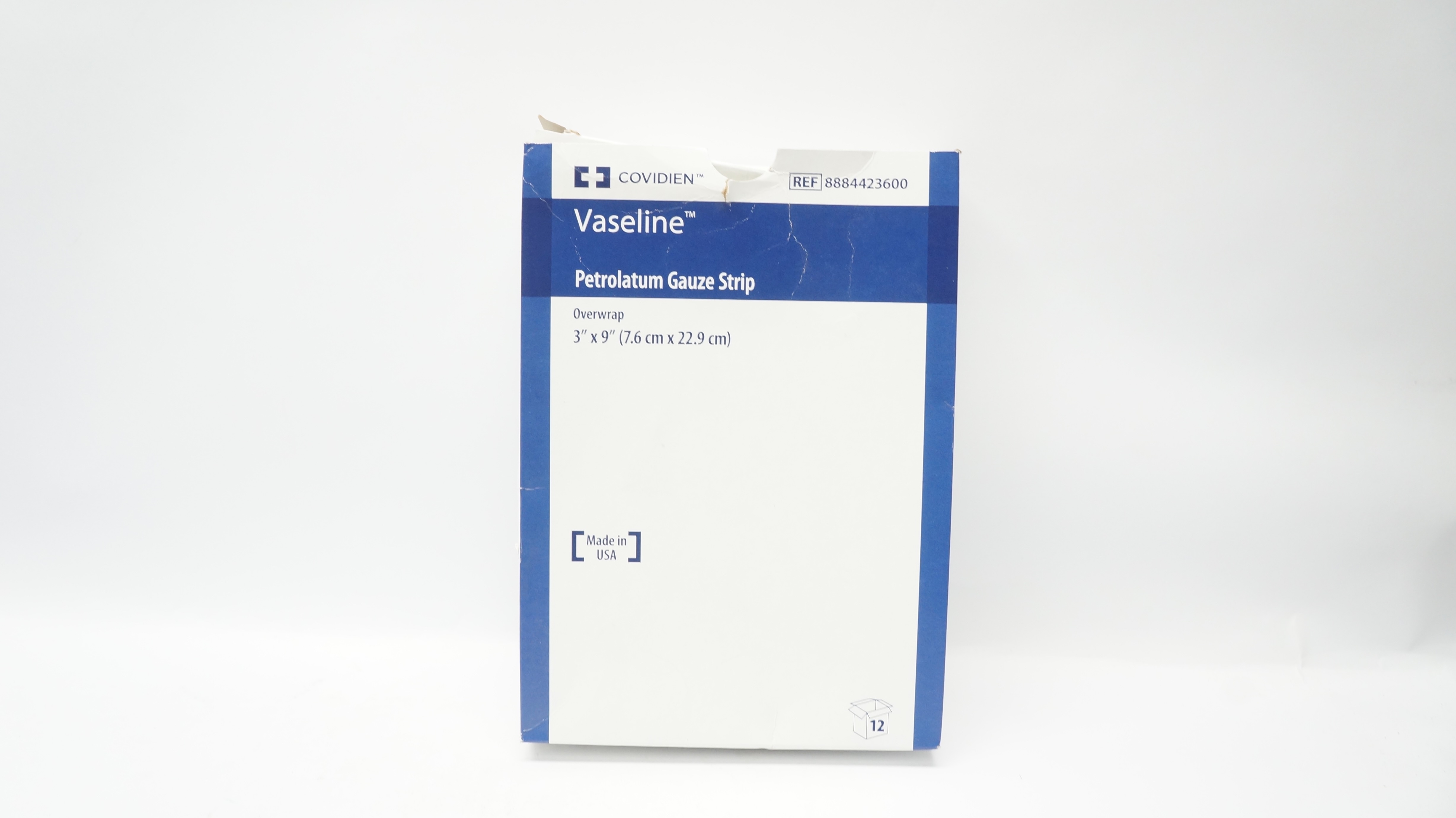 Covidien 8884423600 Vaseline Petrolatum Gauze Strip Overwrap 3x9in - Box of 12()