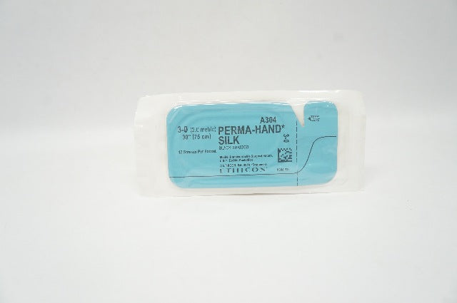 Ethicon A304 3-0 Perma-Hand Silk Black Braided Surgical Stre, 30inch