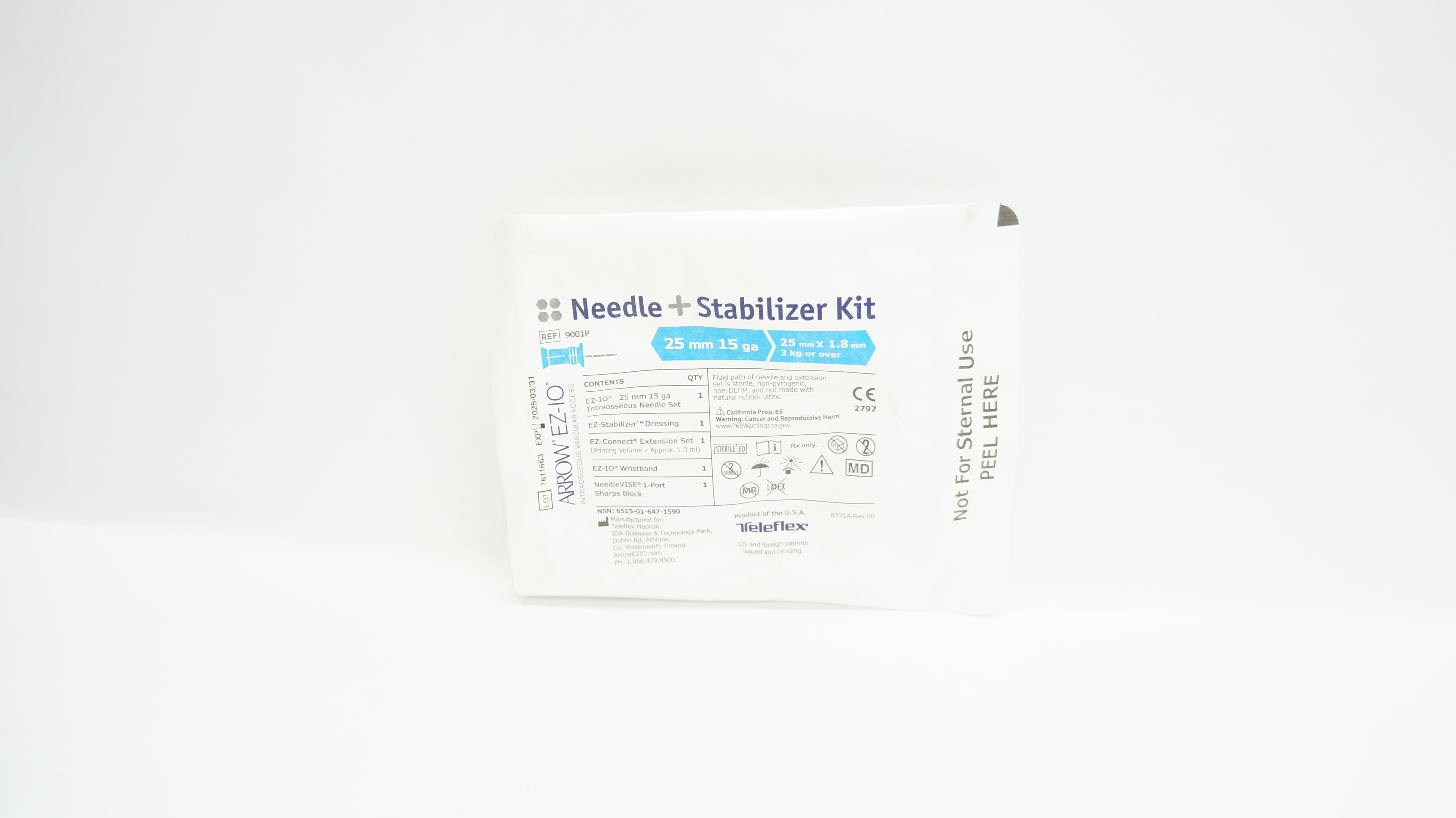 Teleflex 9001P Arrow EZ-IO Ndle + Stabilizer Kit 25 mm x 15 ga