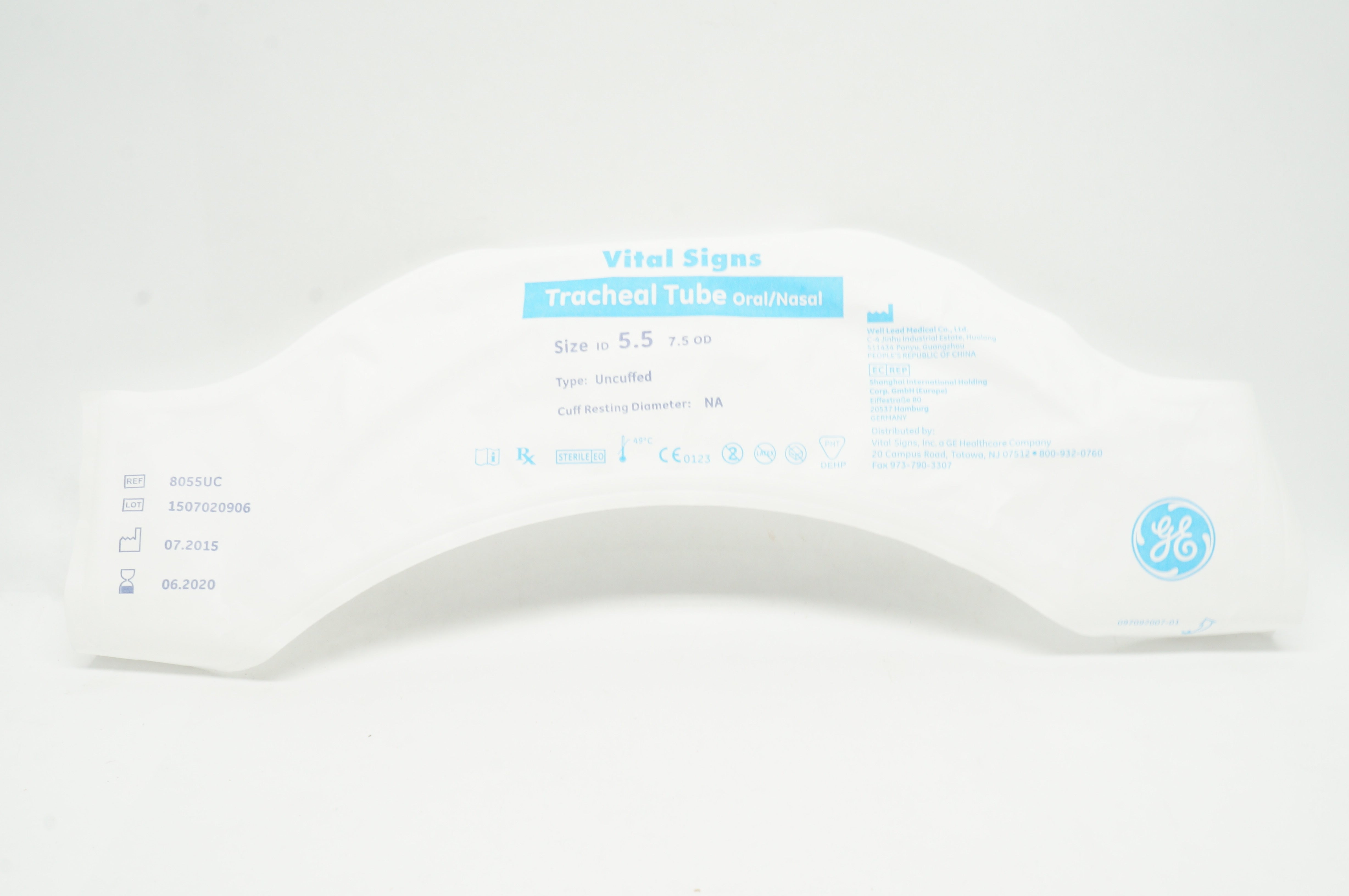 Well Lead 8055UC Vital Signs Tracheal Tube Oral/Nasal, Uncuffed 5-1/2 (x)