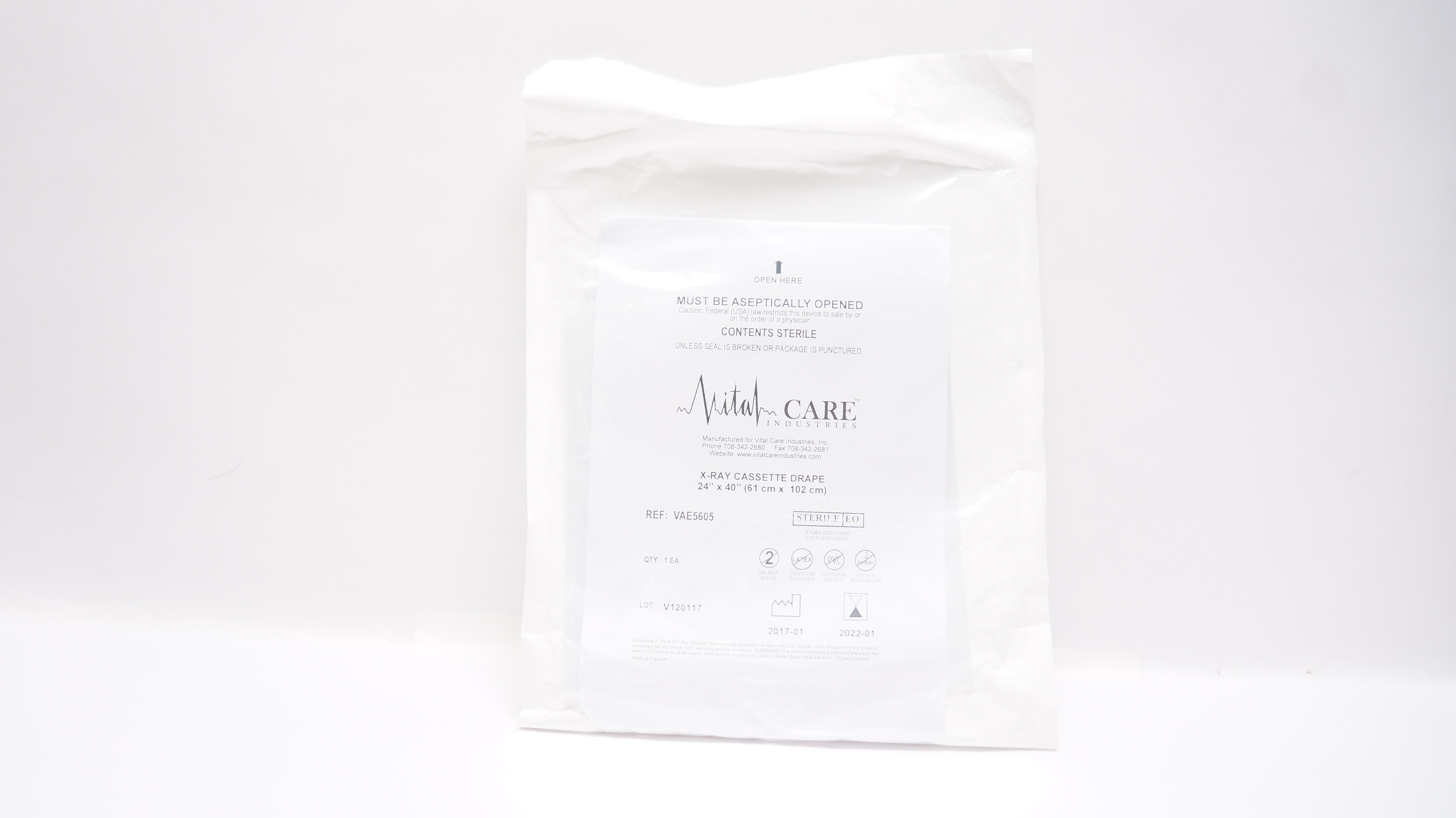 Vital Care VAE5605 X-Ray Cassette Drape 24 inch x 40 inch (x)